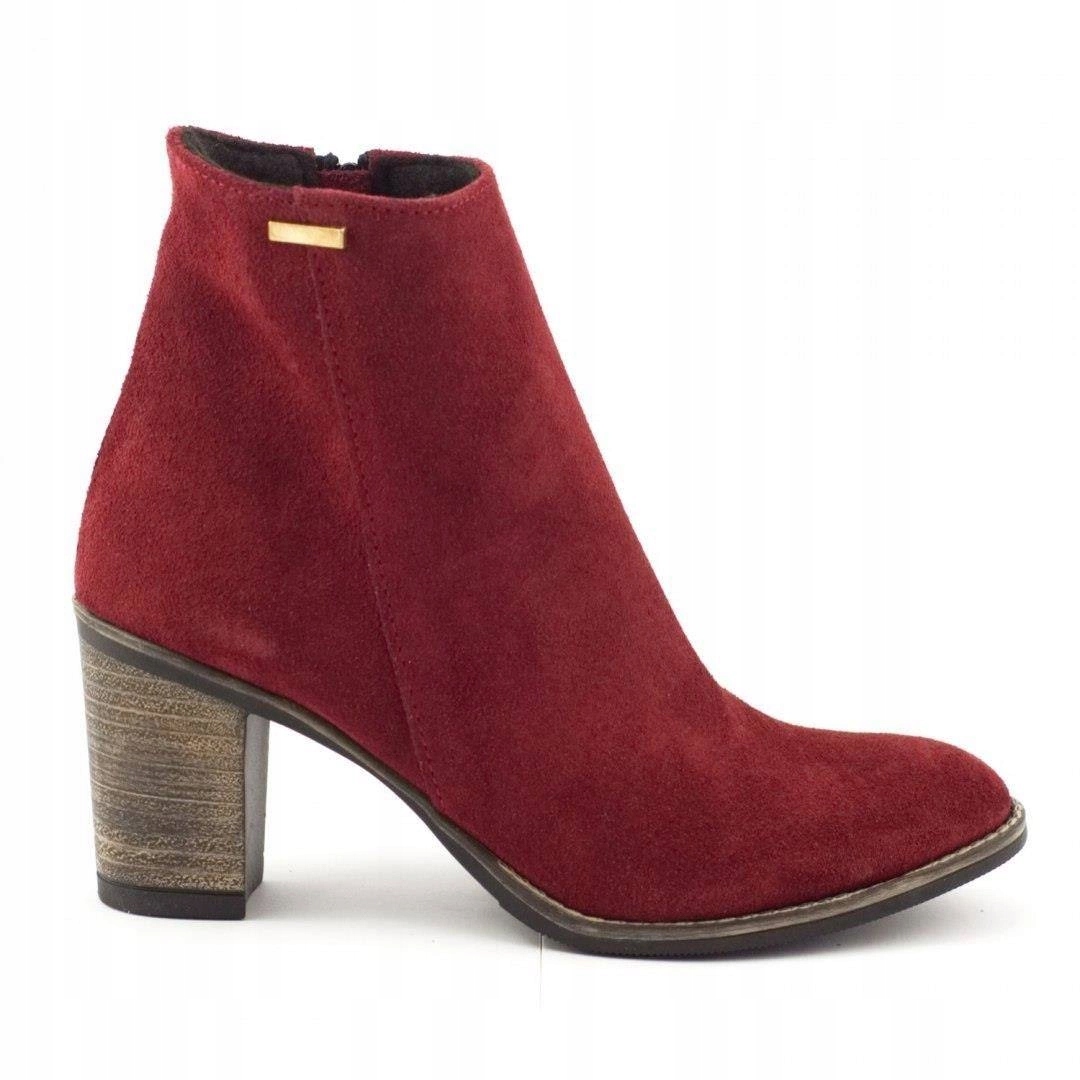 Kotníkové Boty na vysokém podpatku Sara Bordové jaro podzim zima zateplené 40