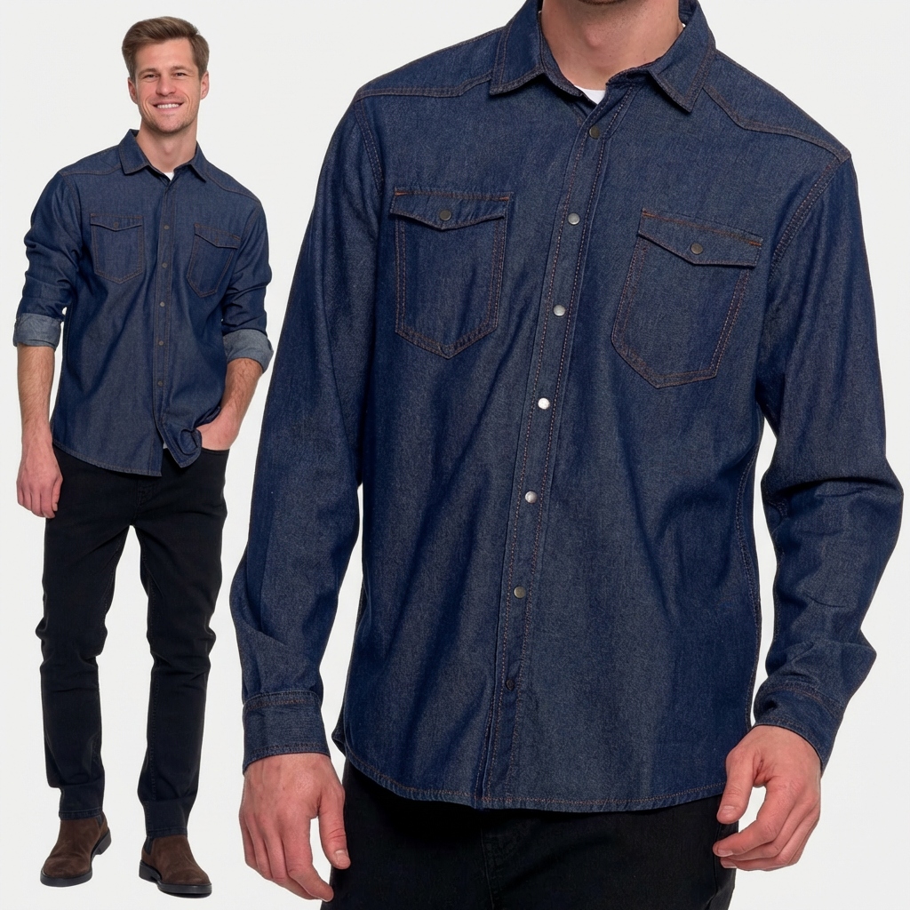 Pánská Džínová Košile Moraj Bavlněná, Pohodlná, Dlouhý Rukáv, Jeans XL