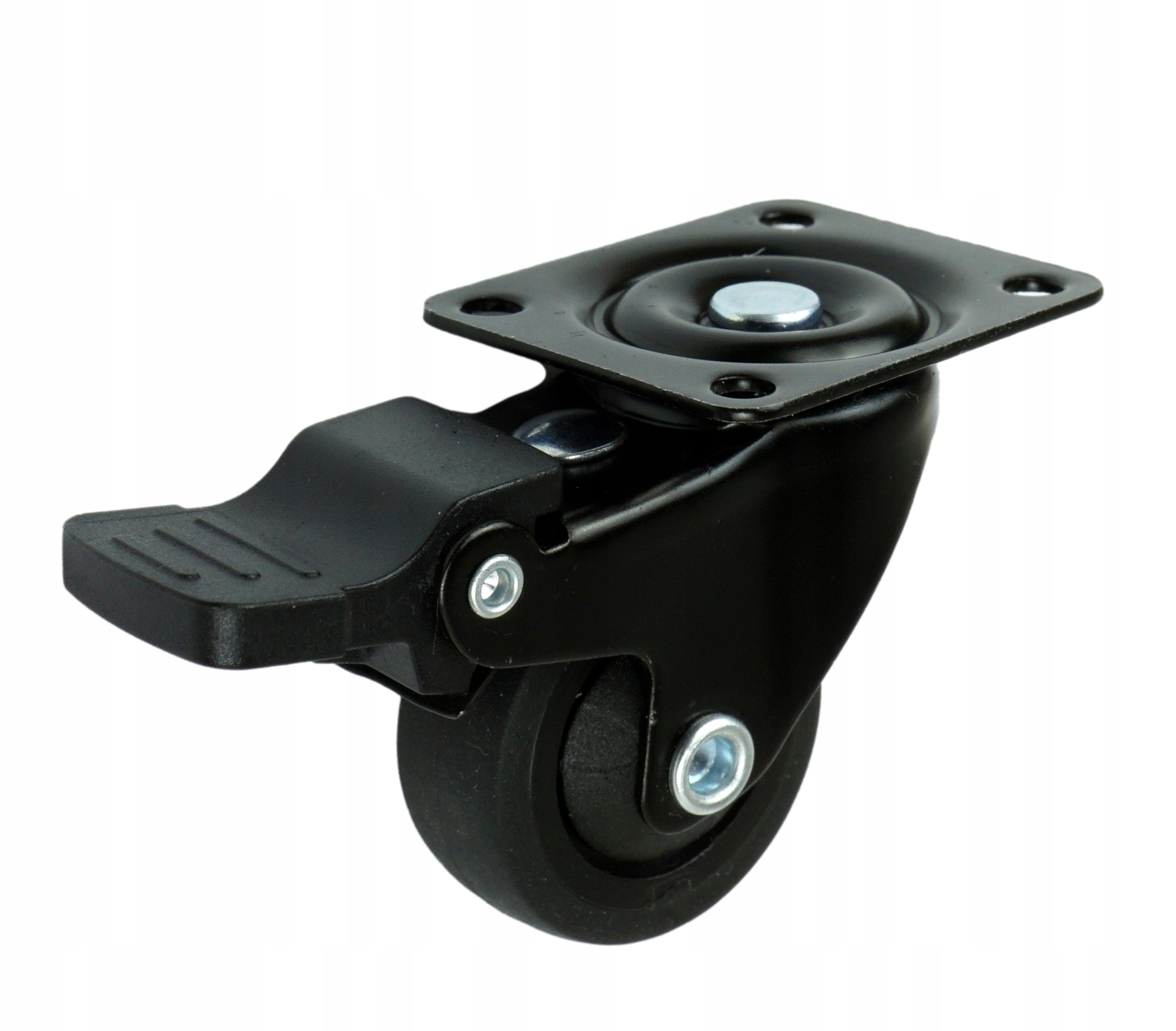 Kółko meblowe obrotowe z hamulcem, czarne, 30 mm