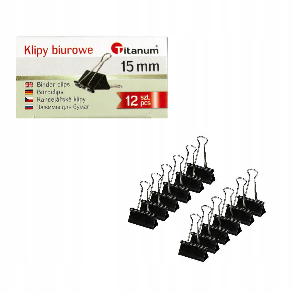 

Klipy biurowe klip klipsy klamry czarne 15mm 12szt