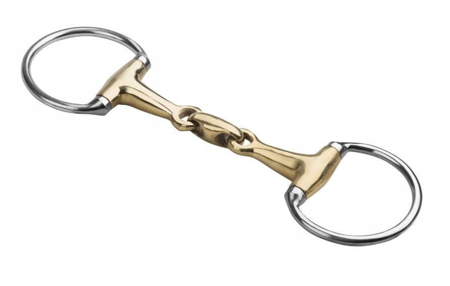 Wędzidło oliwkowe Start pełne podwójnie łamane niemieckie srebro 13,5