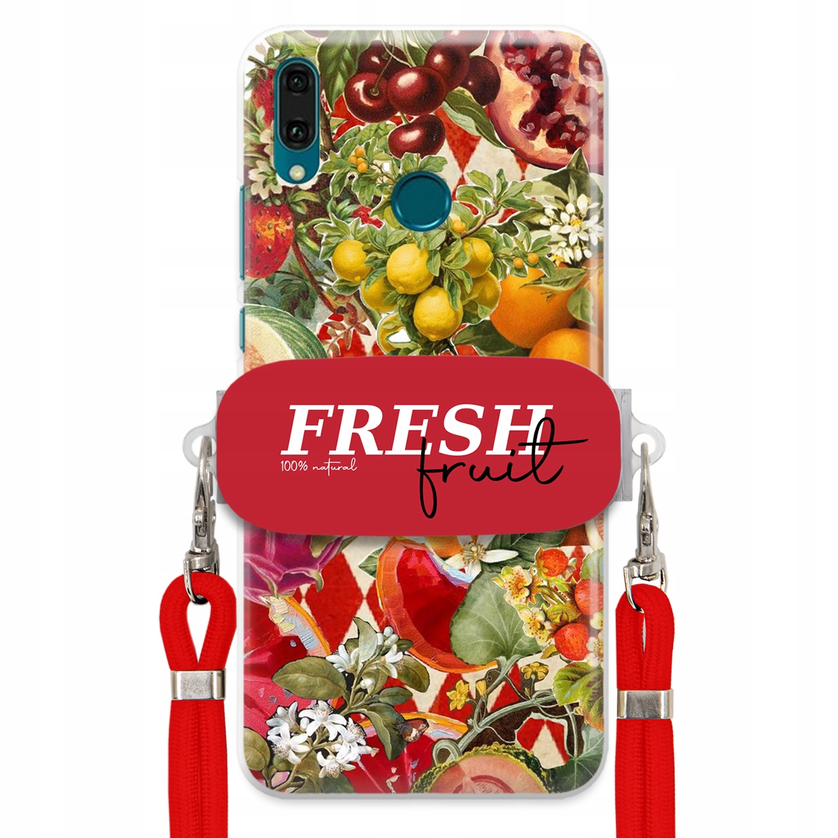 Pouzdro pro Huawei Y9 2019 Červené Crossbody vodítko Držák Fresh Fruit Ovoce