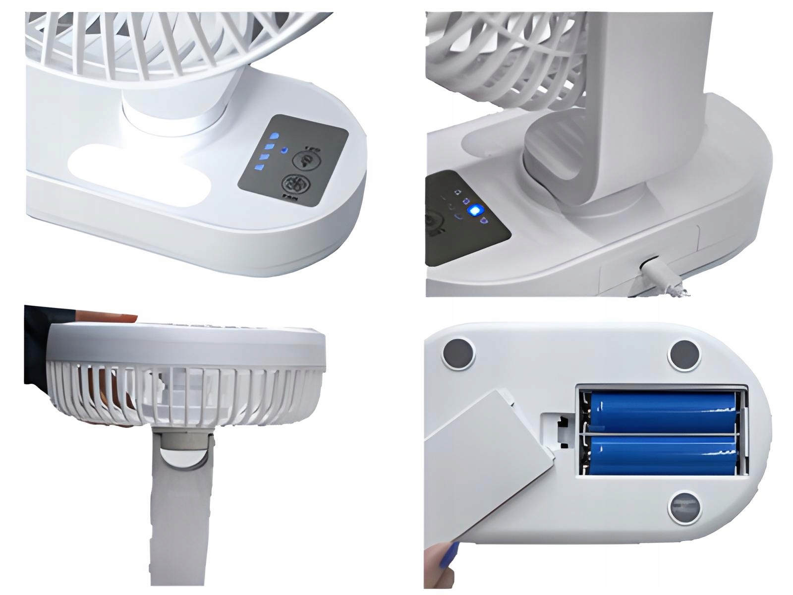 Wiatrak Cichy Wentylator na Biurko USB LED 3000mAh Model IW8008