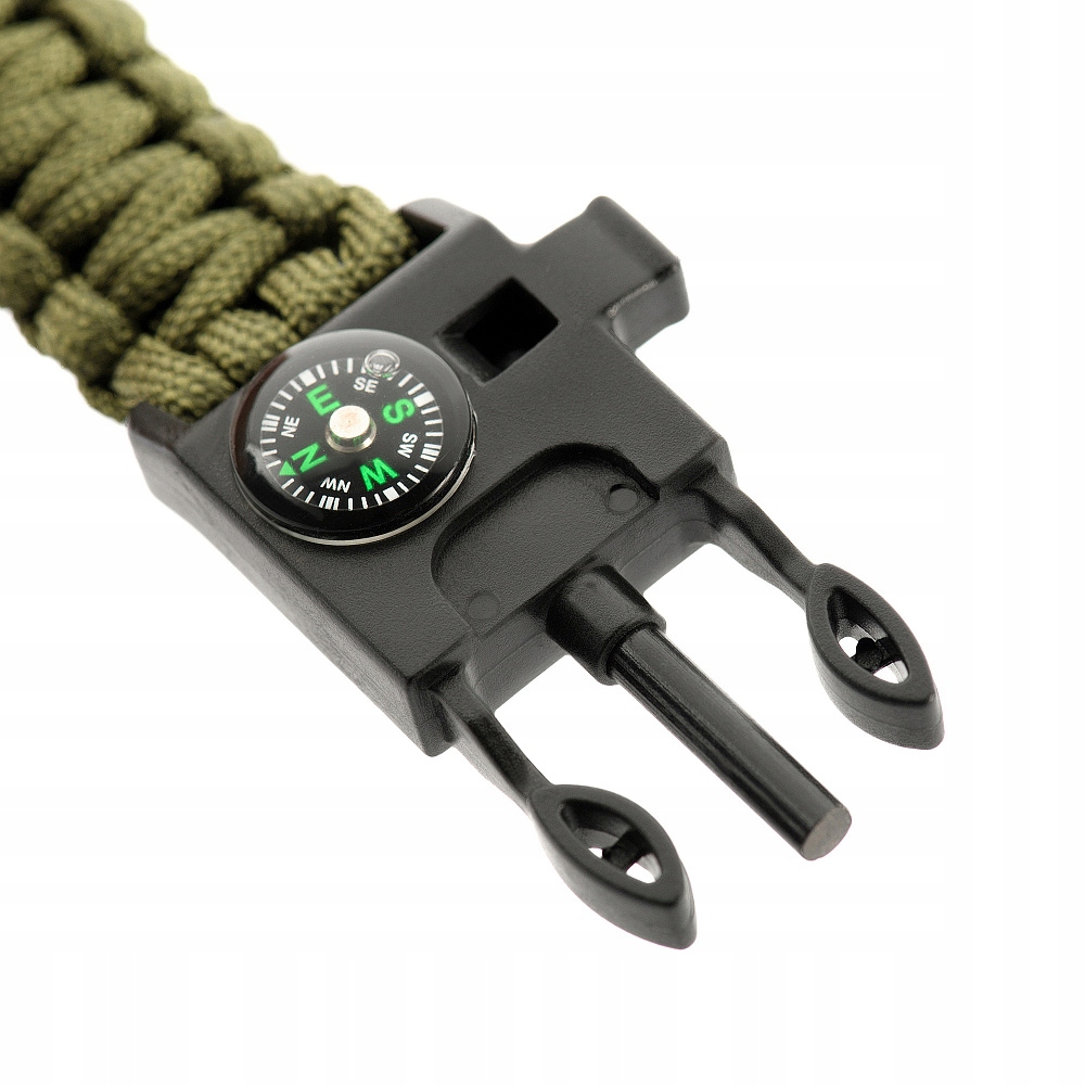 M-Tac Bransoletka Paracord z Krzeiwem,Kompasem i Gwizdkiem Olive L Model Paracord