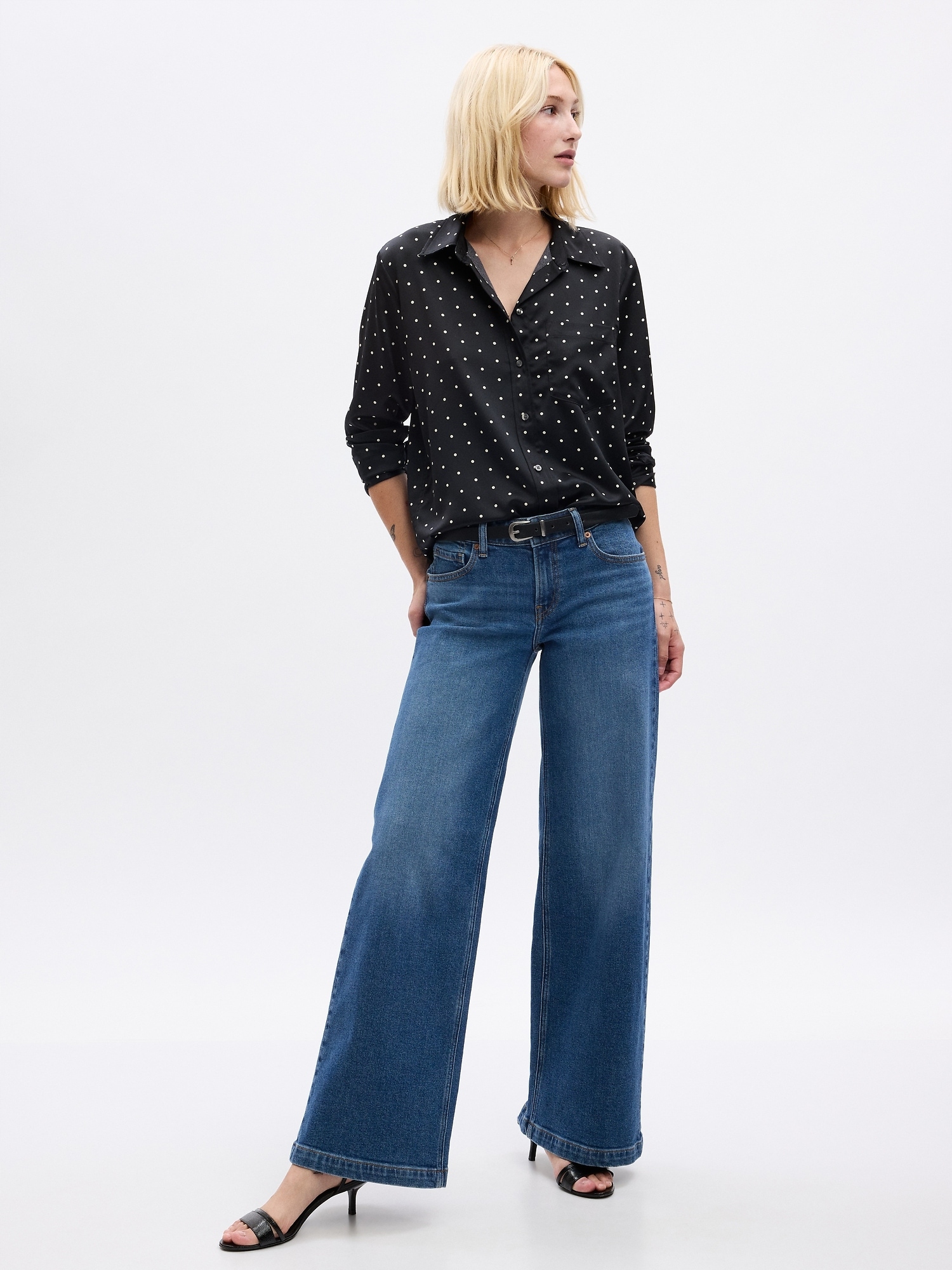 Gap Saténová košile černá