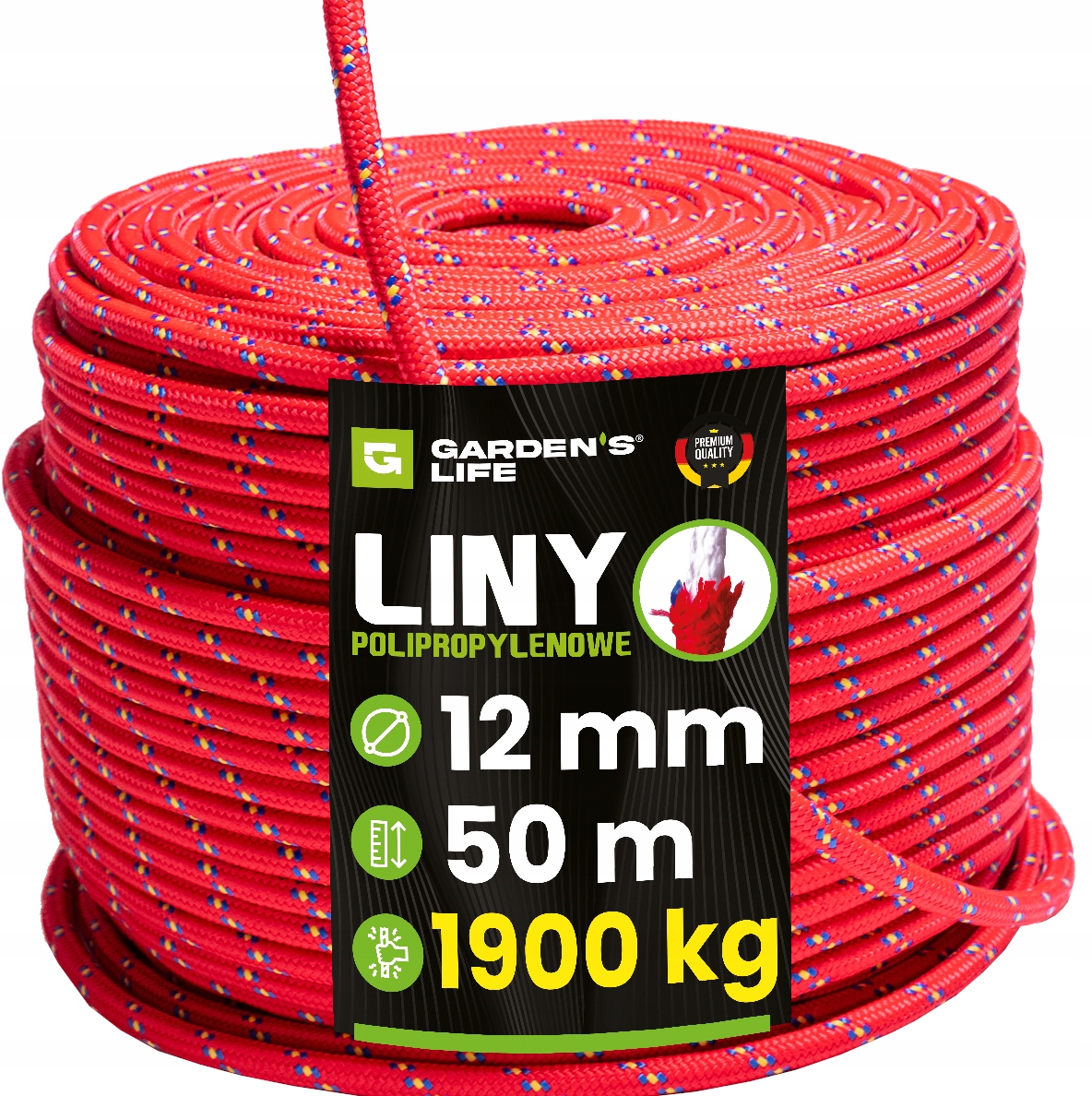 Polypropylenové lano 12 mm – 50 m, 1900 kg Pevná šňůra Premium Stavební šňůra