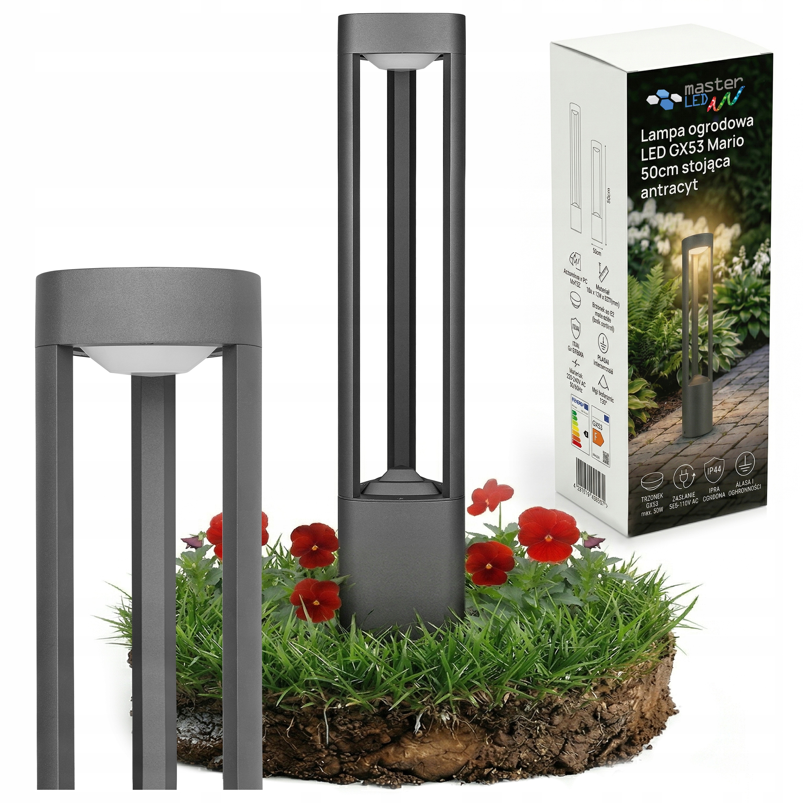 Zahradní Led lampa 50 cm, venkovní stojanový sloupek GX53 Led