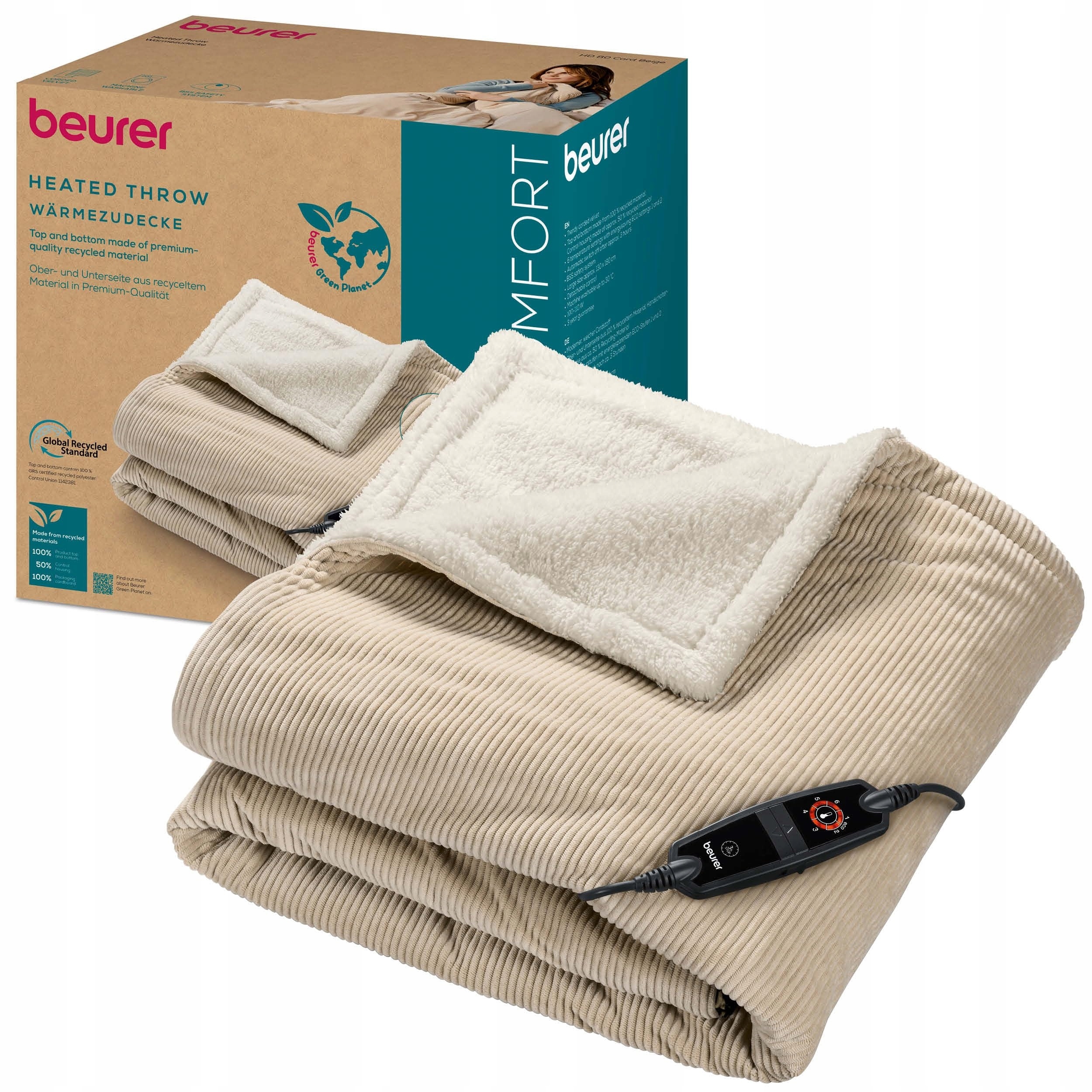 Koc Rozgrzewający Beurer Hd 80 180x 130 Cm Cord Beige