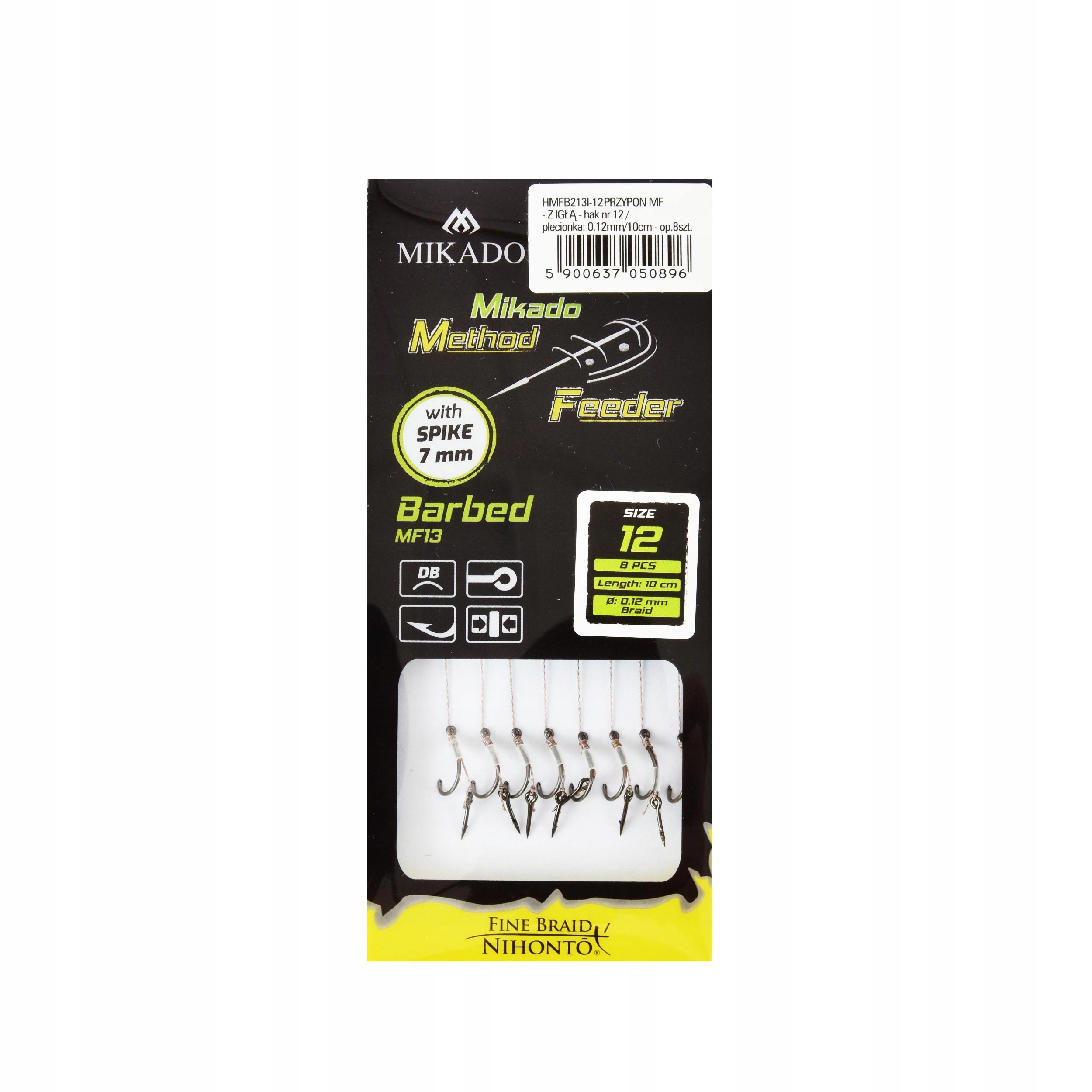 Haki Mikado Method Feeder MF13 przypon z igłą #12 0,12mm 8szt.