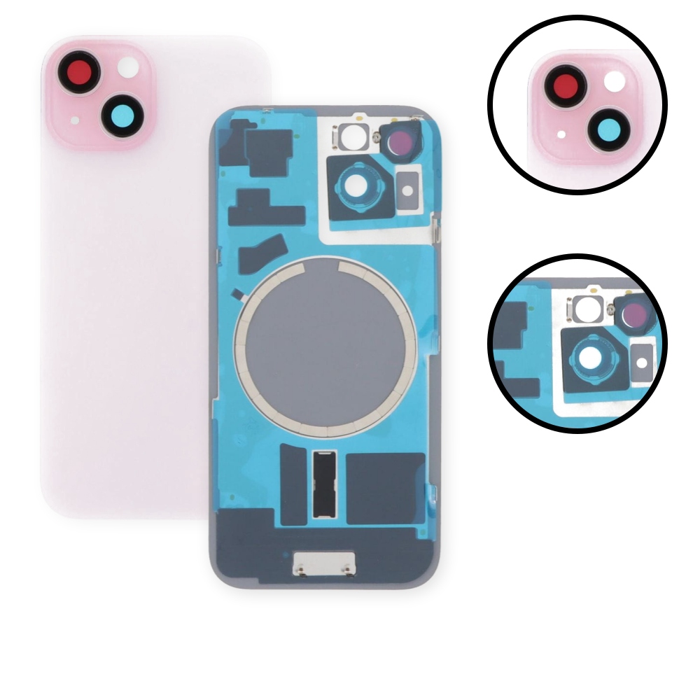 Tylna szyba, klapka baterii, panel tylny do iPhone 15 Plus, różowa