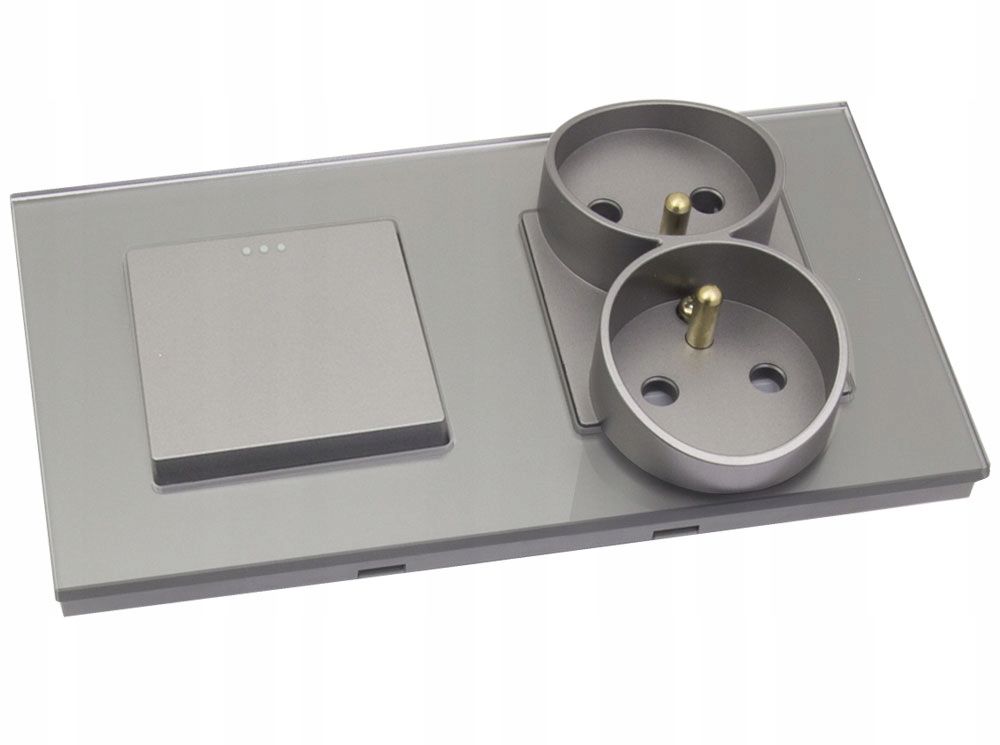 

Gniazdo Elektryczne x2 Włącznik 1G Szkło Szklany