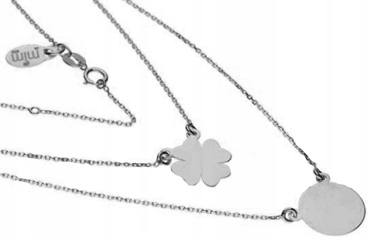 Stříbrný náhrdelník 925 jetel a plech 3,38 g, elegantní, módní vzor 45 cm