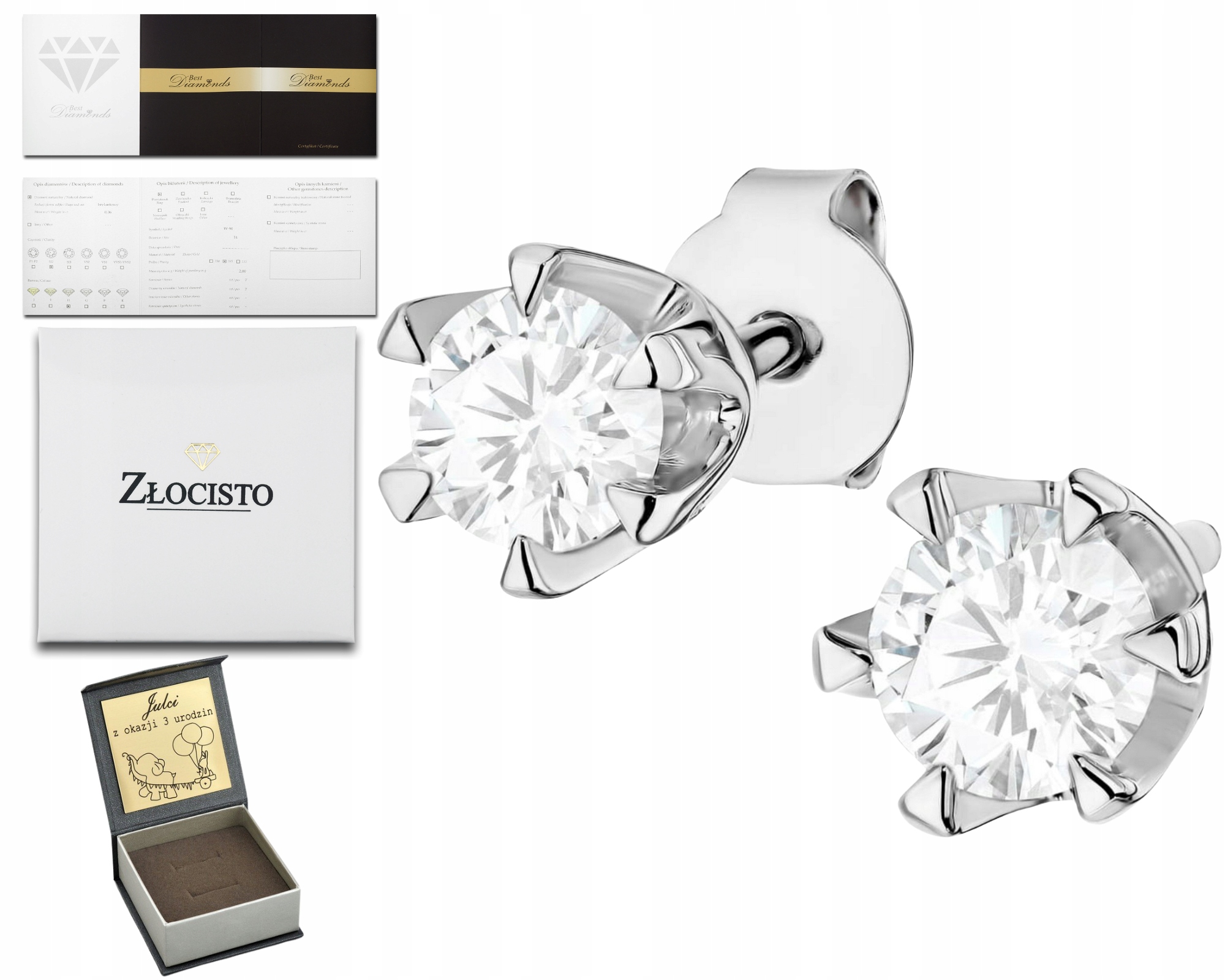 Náušnice z bílého zlata s diamanty 585, Dárek