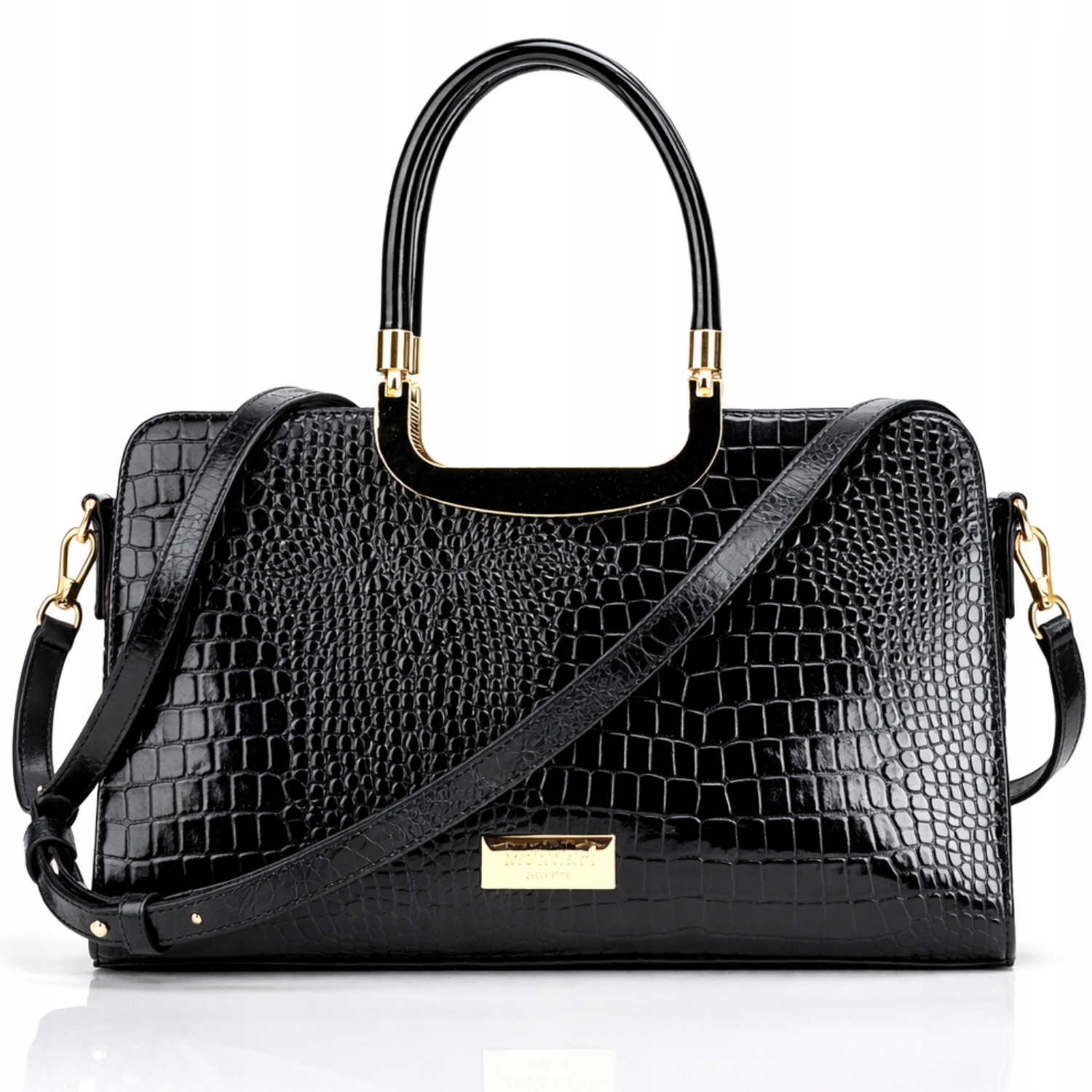 Dámská kabelka Monnari BAG1450-M20 černá kufřík z eko krokodýlí kůže