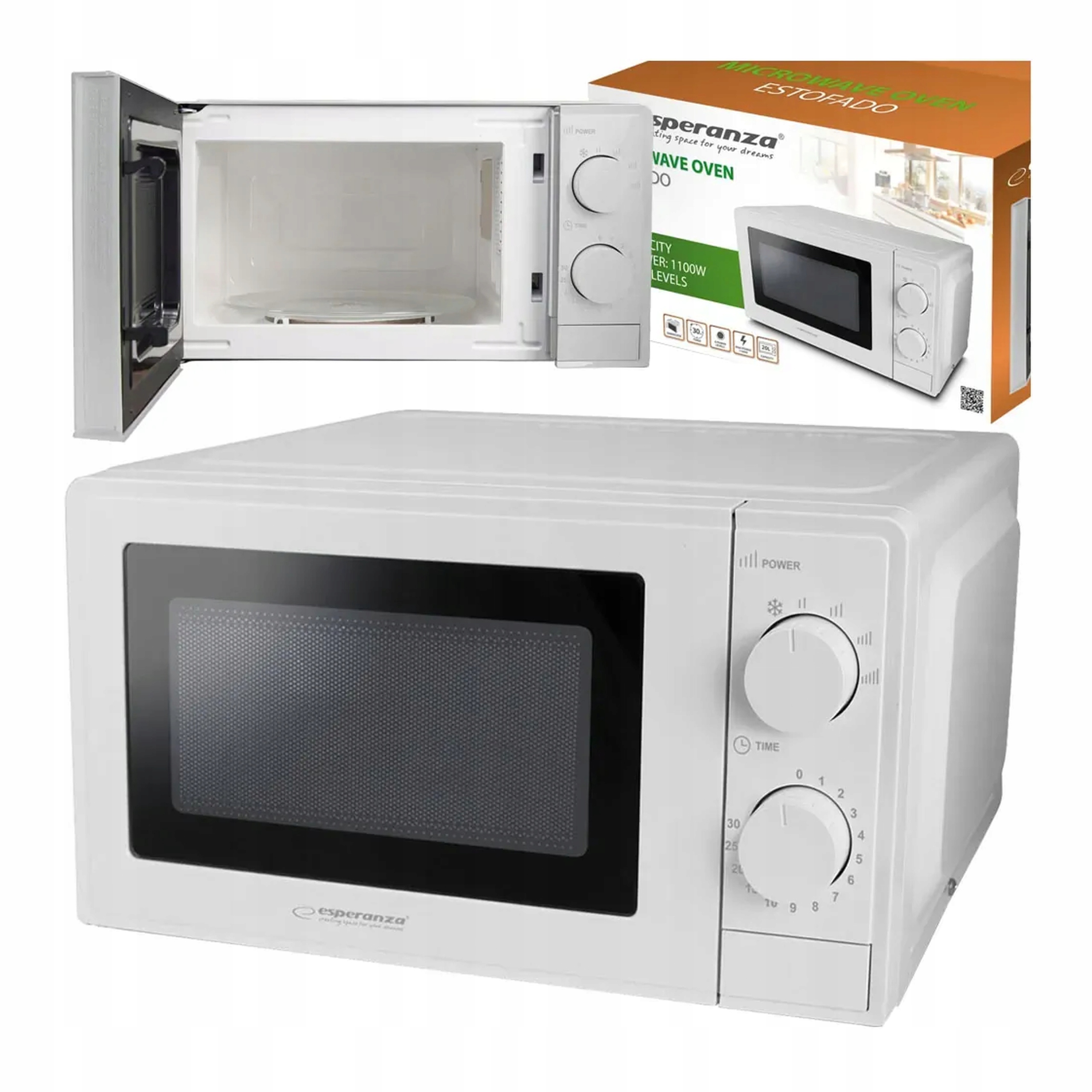 Klasyczna Kuchenka Mikrofalowa Mikrofala Wolnostojąca 20L Prosta W Obsłudze