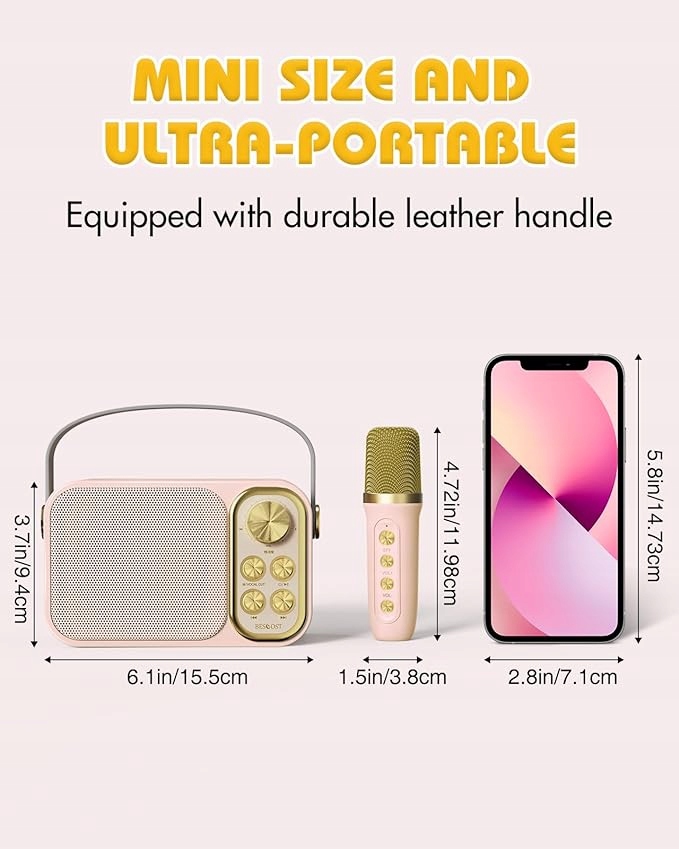BESCOST Karaoke Zestaw Bluetooth Dla Dzieci i Dorosłych z 2 Mikrofonami — miniatura 8
