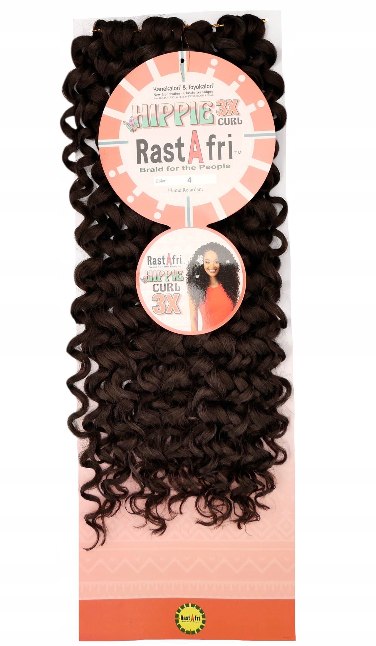 RastAfri Loki 3x Hippie Curl afroloki włosy syntetyczne do wplotu brąz 4