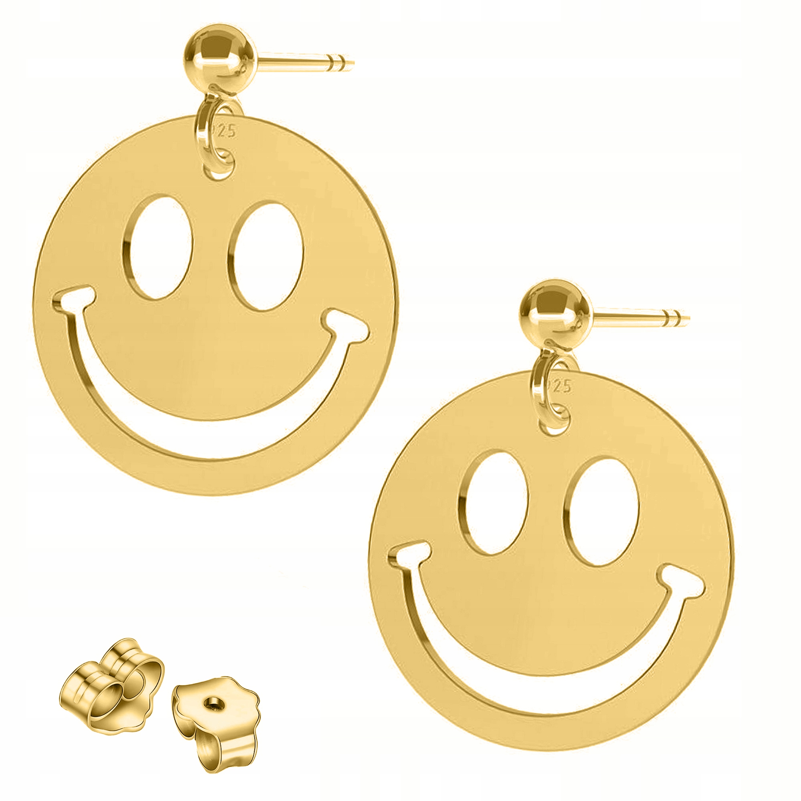 Zlaté Náušnice Emotikon Emoji Smajlíci Emotikony Tváře Stříbro 925