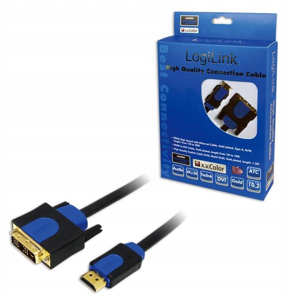 Logilink Przewód Kabel Hdmi DVI-D Do Monitor Tv Laptop 2M Wysokiej Klasy