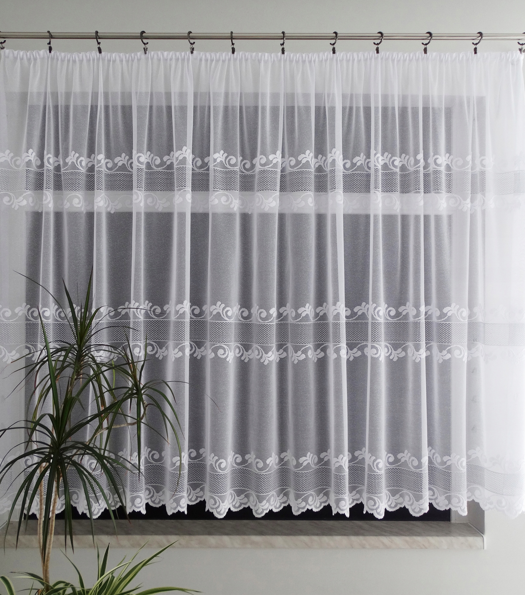 Mg Záclona 34951 Bílá Stříbro 300x160 hotová s páskou M