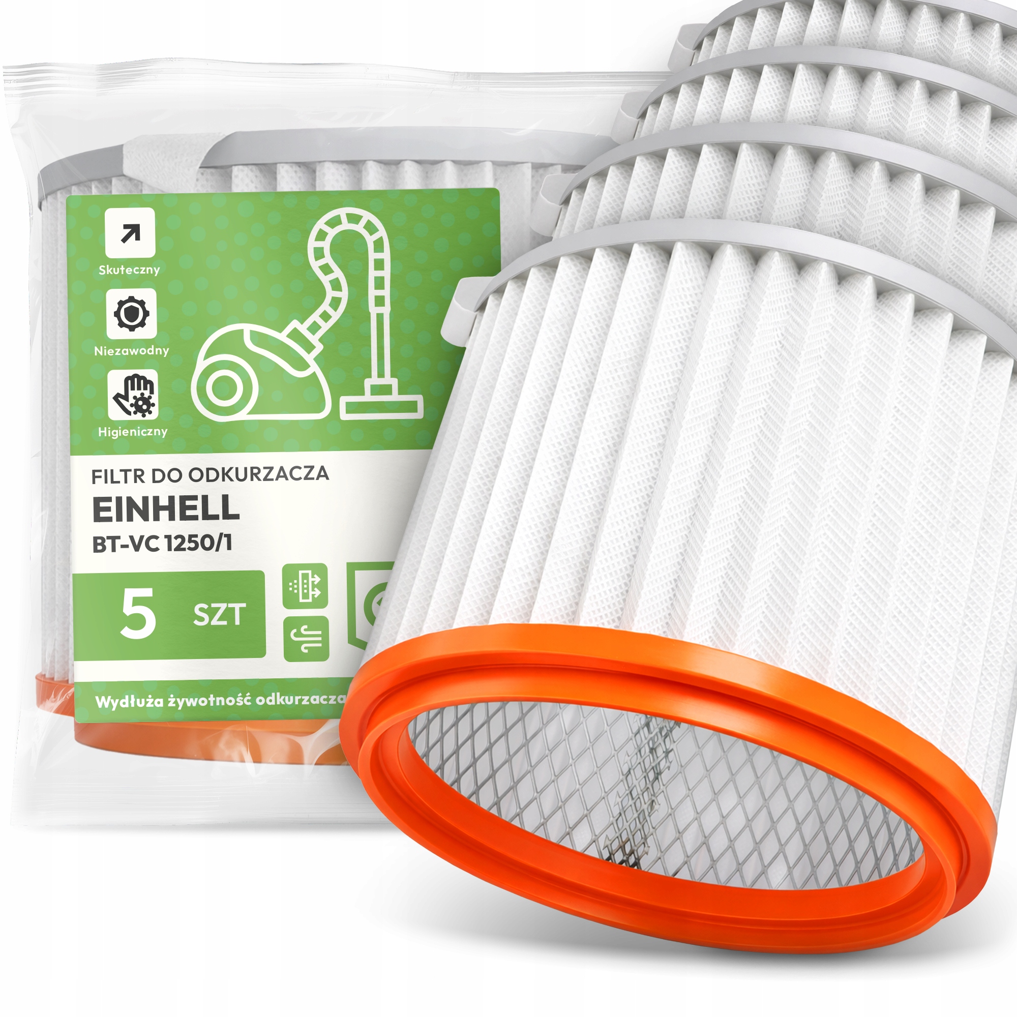 5 x Vzduchový Filtr pro vysavač Einhell Bt-vc 1250/1 Omyvatelný Filtr Em-w