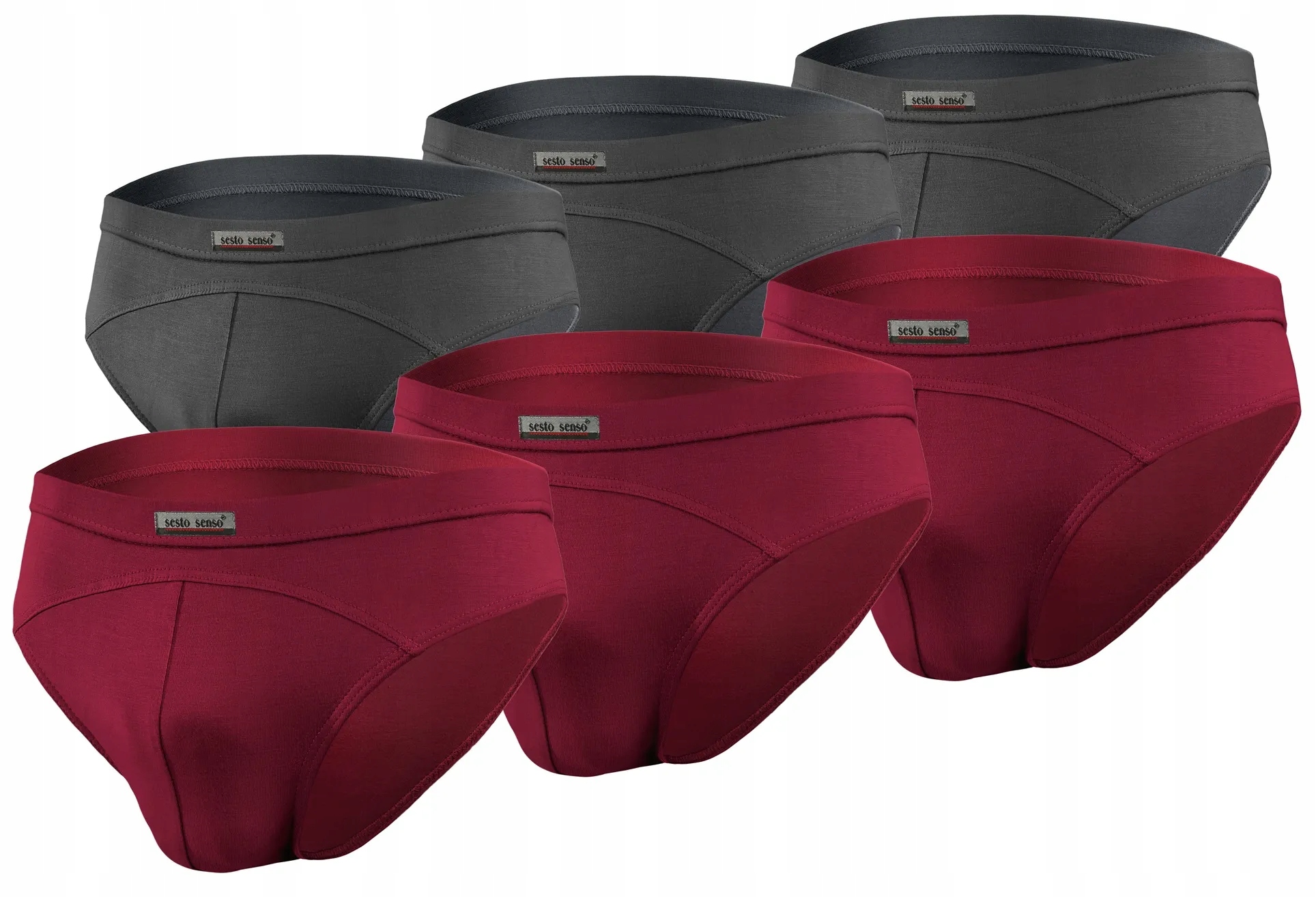 Sesto Senso 6-PAK Pánské slipy SM03 Bordo Grafit L