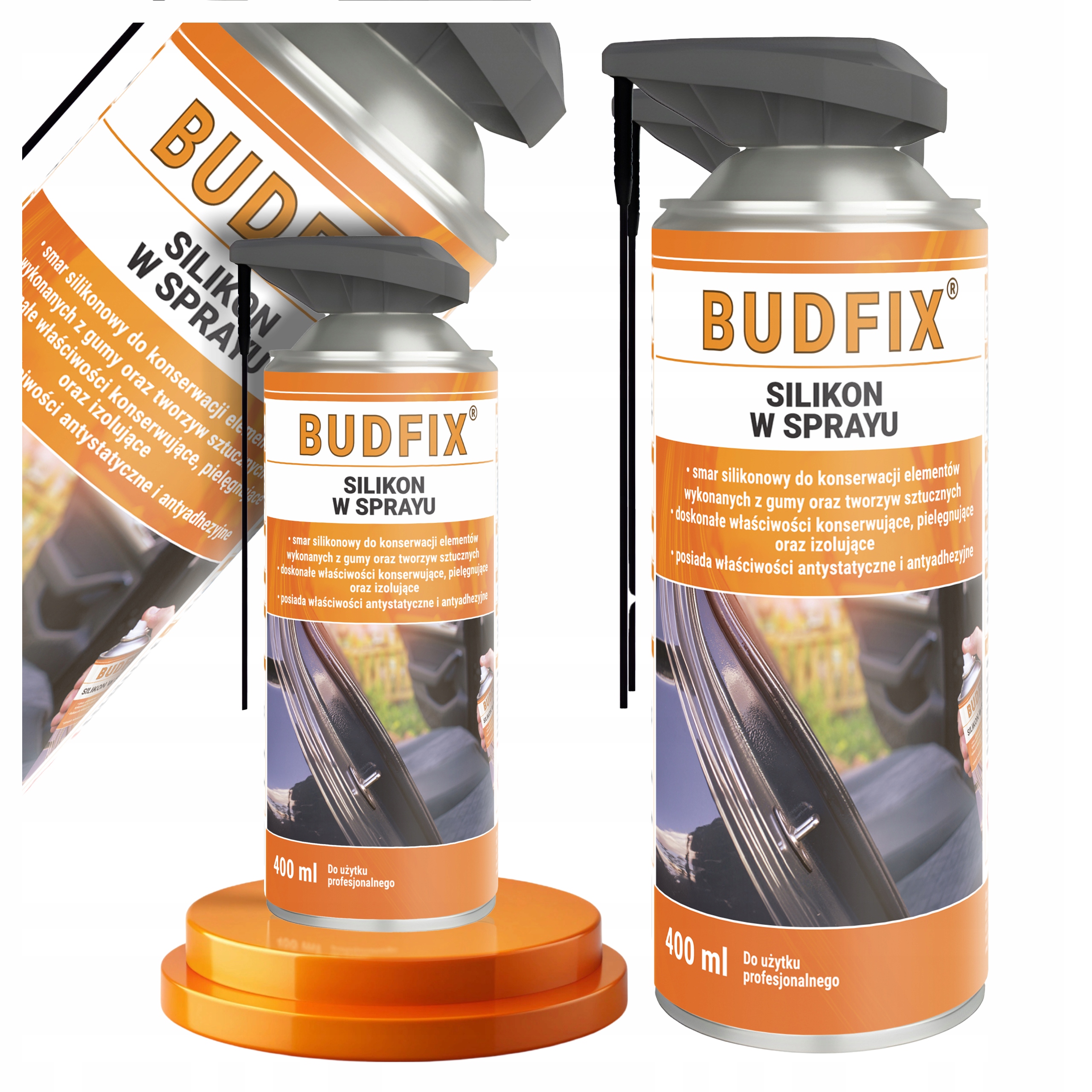 Smar Silikonowy Do Uszczelek Gumy Tworzyw Drzwi Bieżni Silikon Spray 400ml