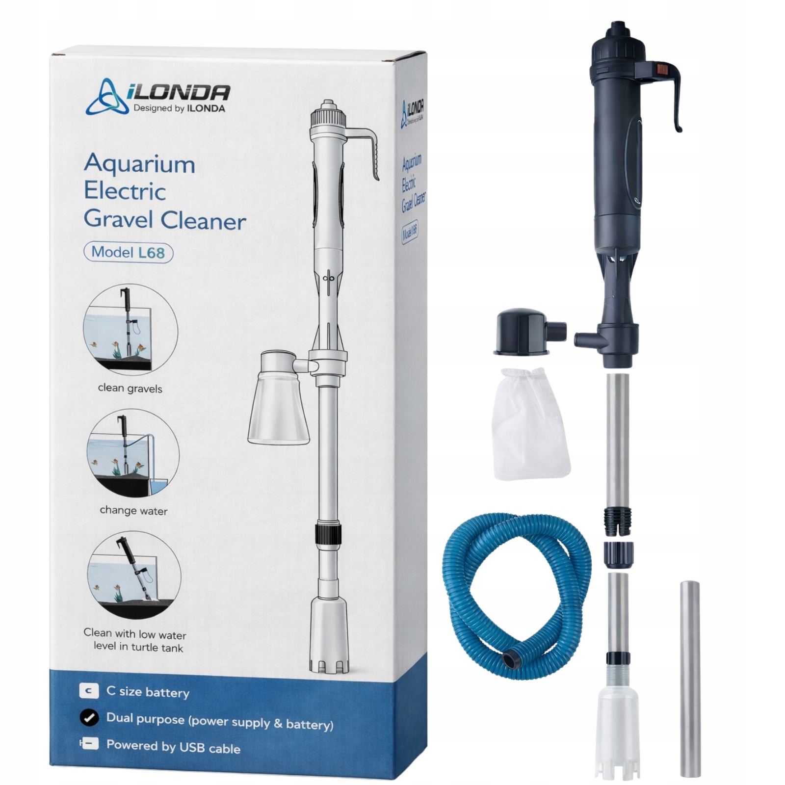 Elektrický Akvarijní Odmulčovač Čištění Akvária 520 L/h – Sada
