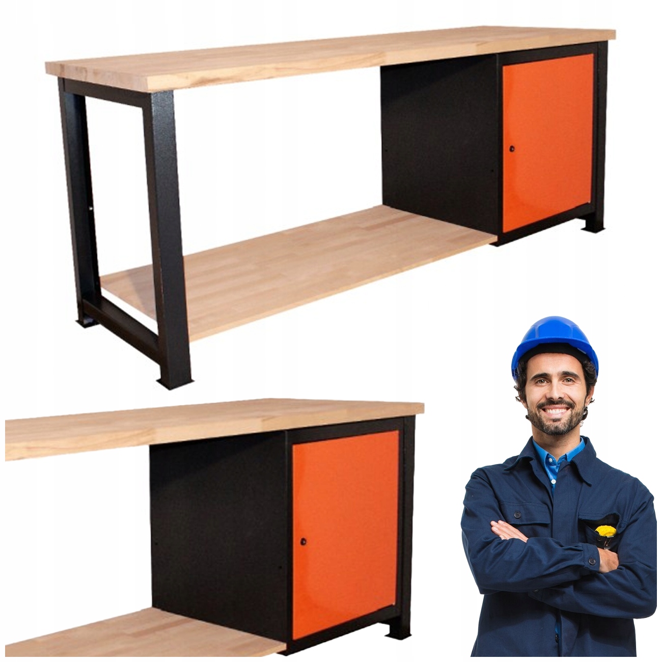 Kovový Garážový Pracovní Stůl Odolný 210X68X83 CM P-2110