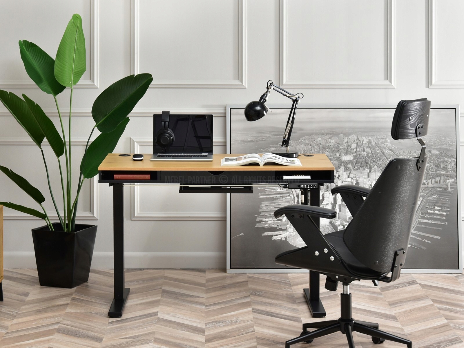 NOWOCZESNE BIURKO PODNOSZONE OTSO 120 CZARNY DĄB Marka Mebel-Partner