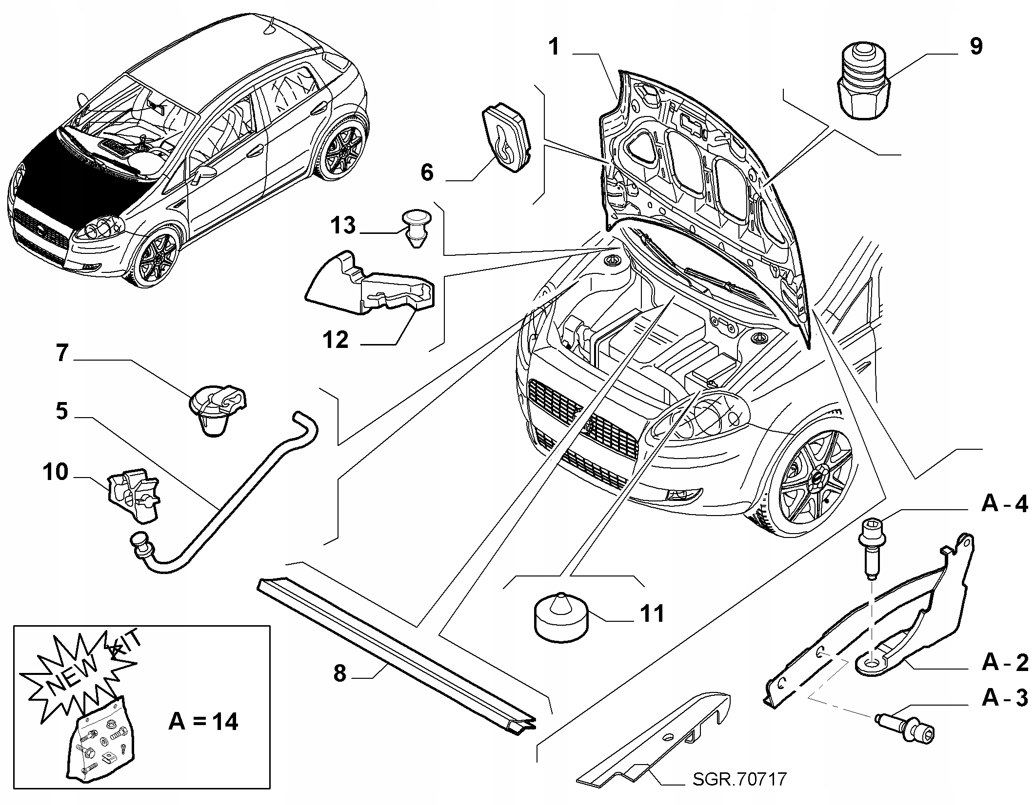 51934773 - Прокладка под капотом Fiat Grande Punto