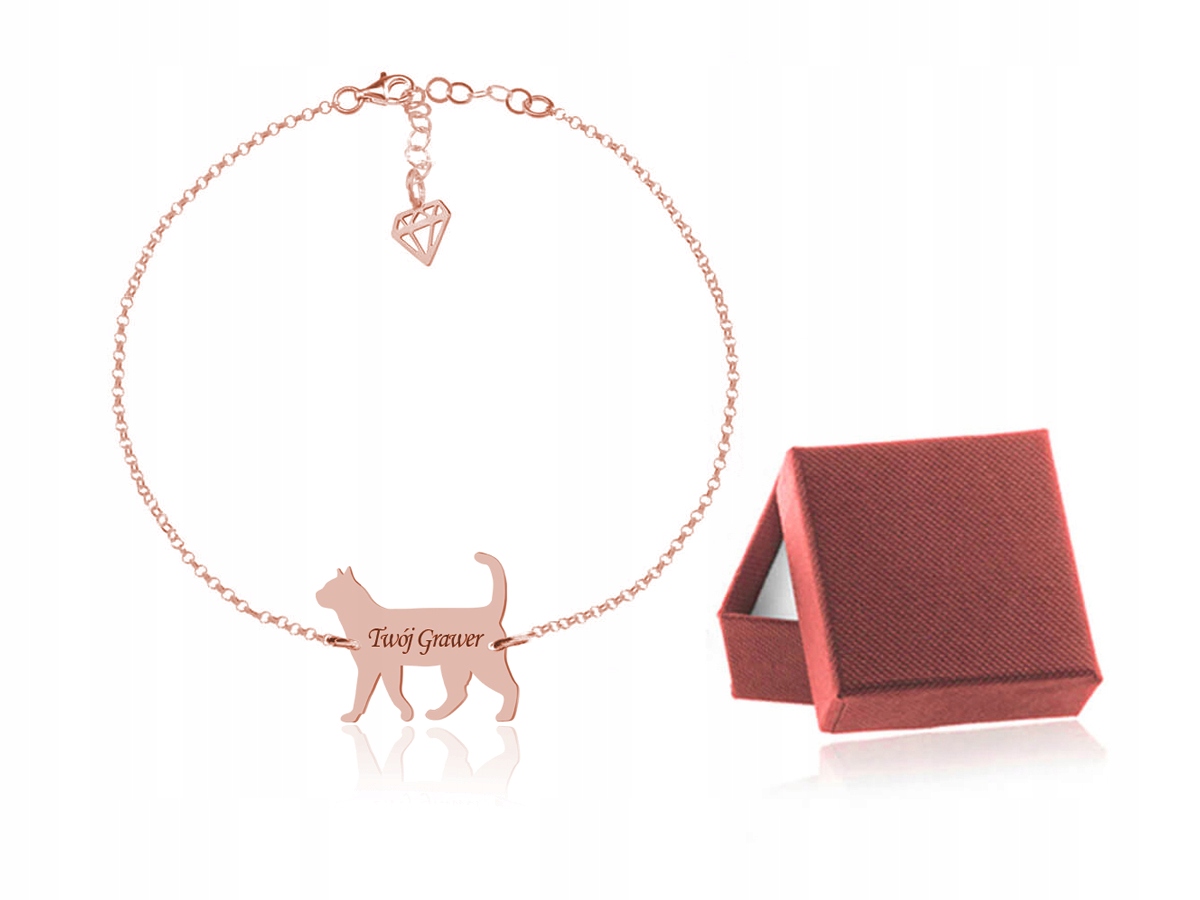 

Bransoletka Srebro 925 Rose Gold Kot Kotek Grawer