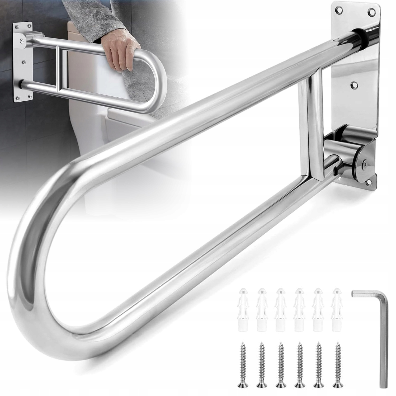 Uchwyt Składany 60 CM Dla Niepełnosprawnych Poręcz Łazienkowa Do Wanny