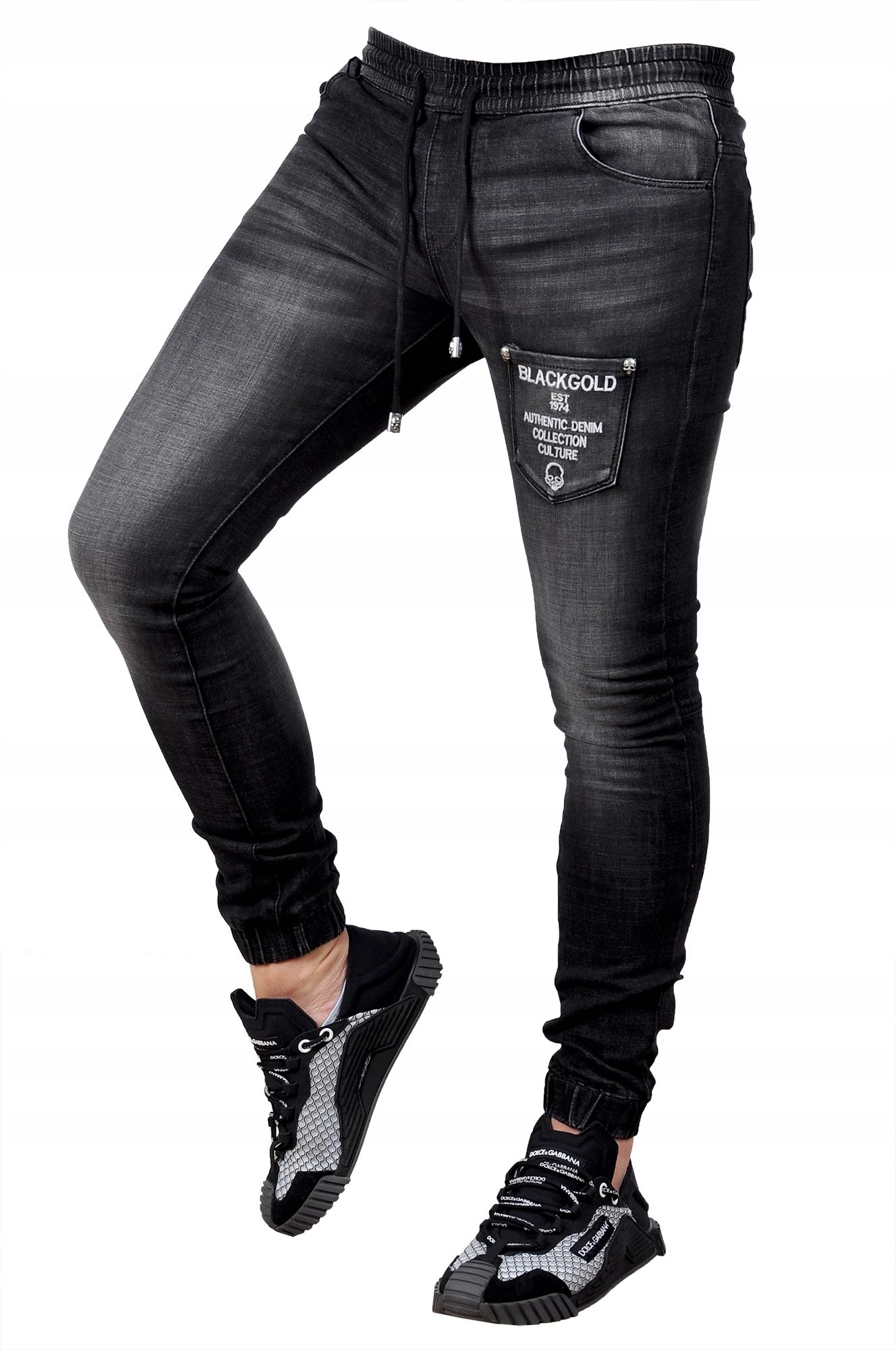 MP0090-N r. M Jeansy ze Ściągaczami JOGGERY MĘSKIE WYGODNE ELASTYCZNE Model MP0090-N