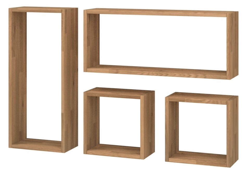 Sada štvorcových dubových políc Cube Loft 70x110