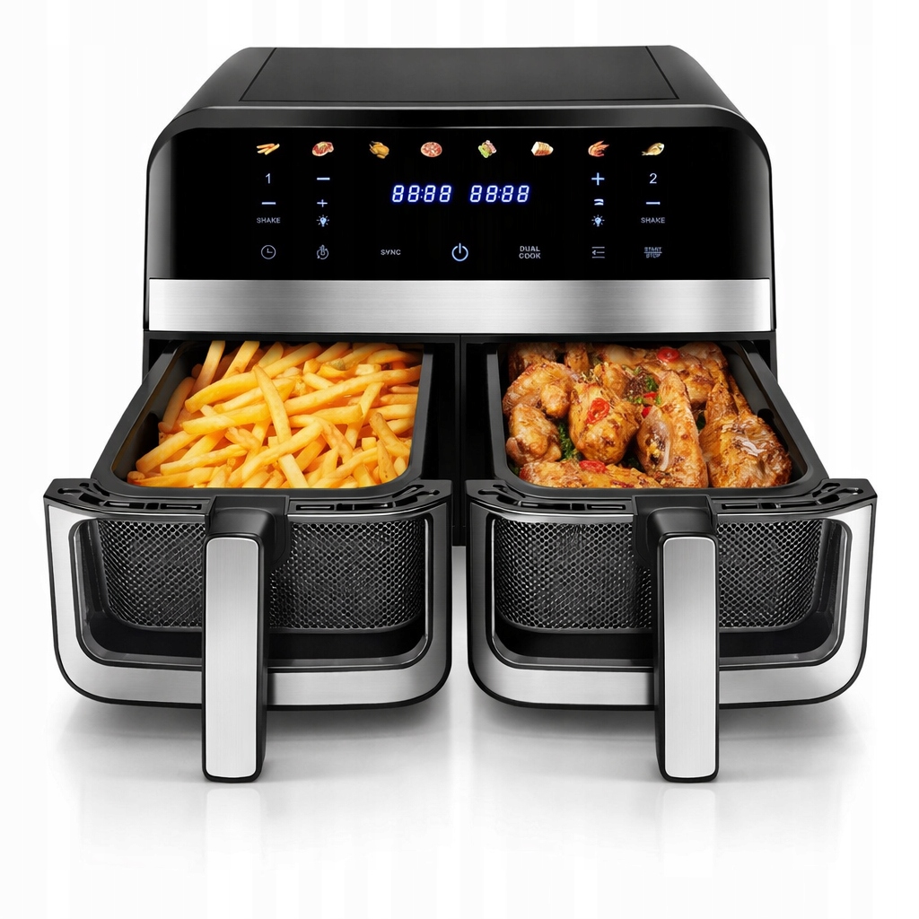 Frytkownica Beztłuszczowa Air Fryer Podwójna Frytownica 9L Dwukomorowa