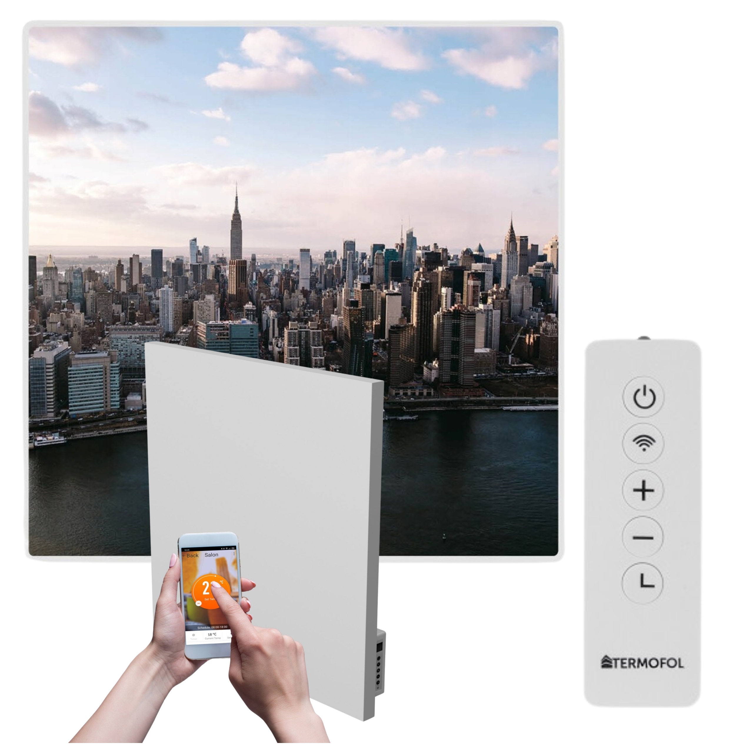 Infračervený ohrievač obraz mesto 350 W 60x60 cm WiFi