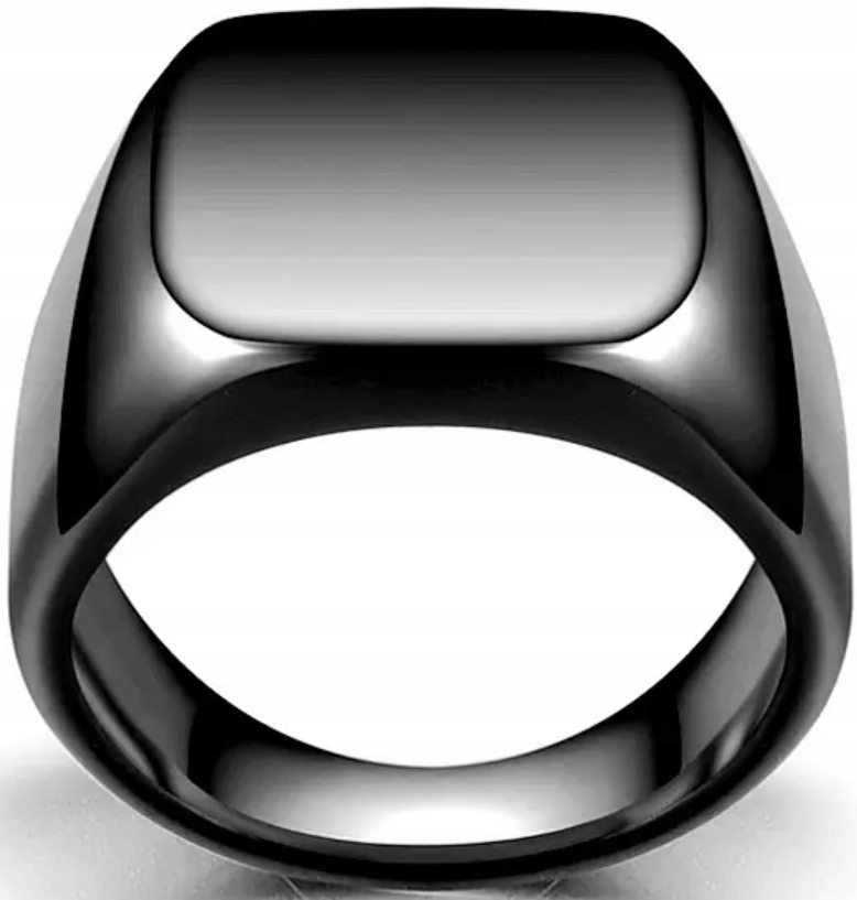 Černý Sygnet Luxusní Elegantní Minimalismus Čtvercový Ocel Ušlechtilá