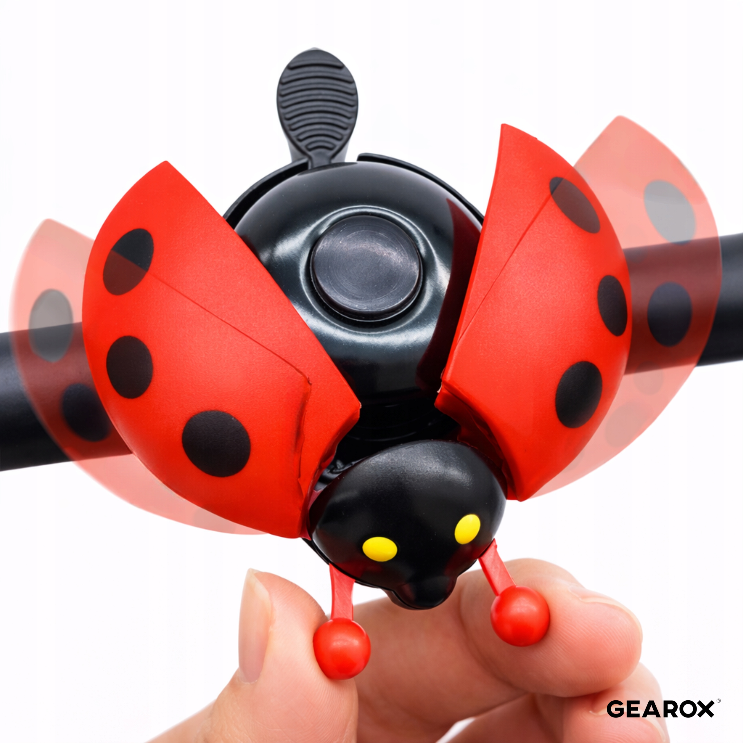 DZWONEK ROWEROWY DZIECIĘCY NA ROWER HULAJNOGĘ DLA DZIECI BIEDRONKA CZERWONA Model Gearox DEKORACYJNY DZWONEK NA ROWER Z BIEDRONKĄ