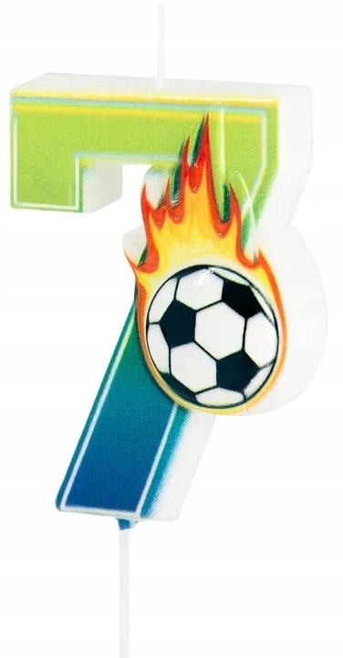 Świeczka na Tort Football Cyfra 7 siedem Urodziny Piłka nożna