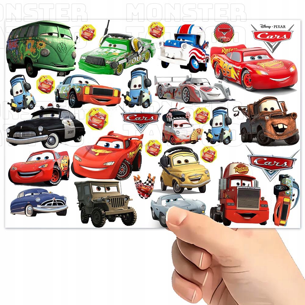 TATUAŻE TYMCZASOWE WODNE DLA DZIECI DZIECIĘCE CARS AUTA WZORY SUPER JAKOŚĆ