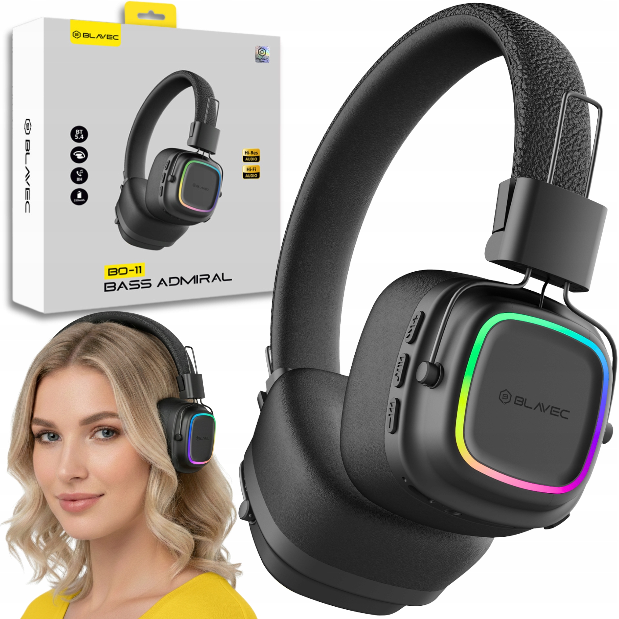 Słuchawki Bezprzewodowe Nauszne Bluetooth z Mikrofonem Blavec Bass Admiral