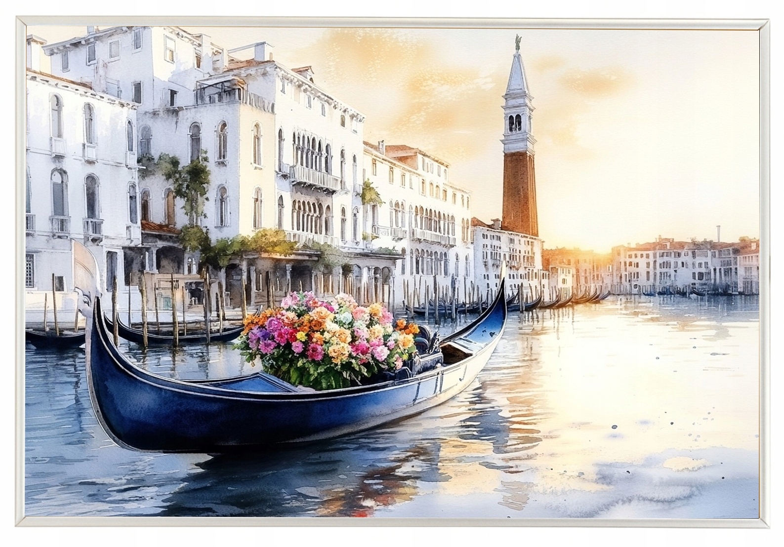 Plakát Rámeček Aluminium Krajina Itálie Benátky Kanál Loďka Gondola 60x40