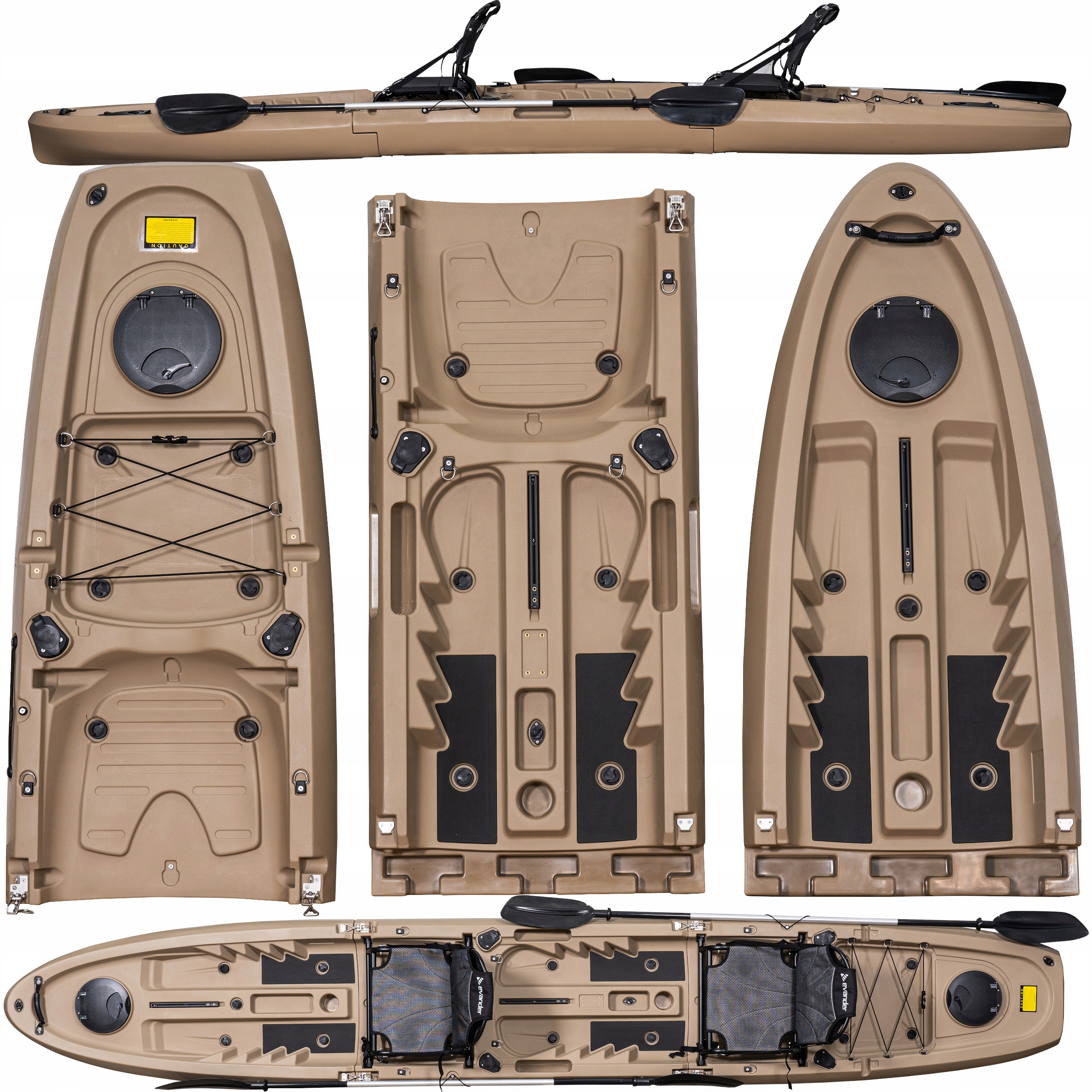 Dwuosobowy Modułowy Kajak Rekreacyjny 475 CM Składany Kajak 3 Moduły Zestaw