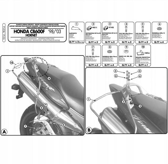 Kappa stojan pod bočné tašky Honda Cb 600 TK214