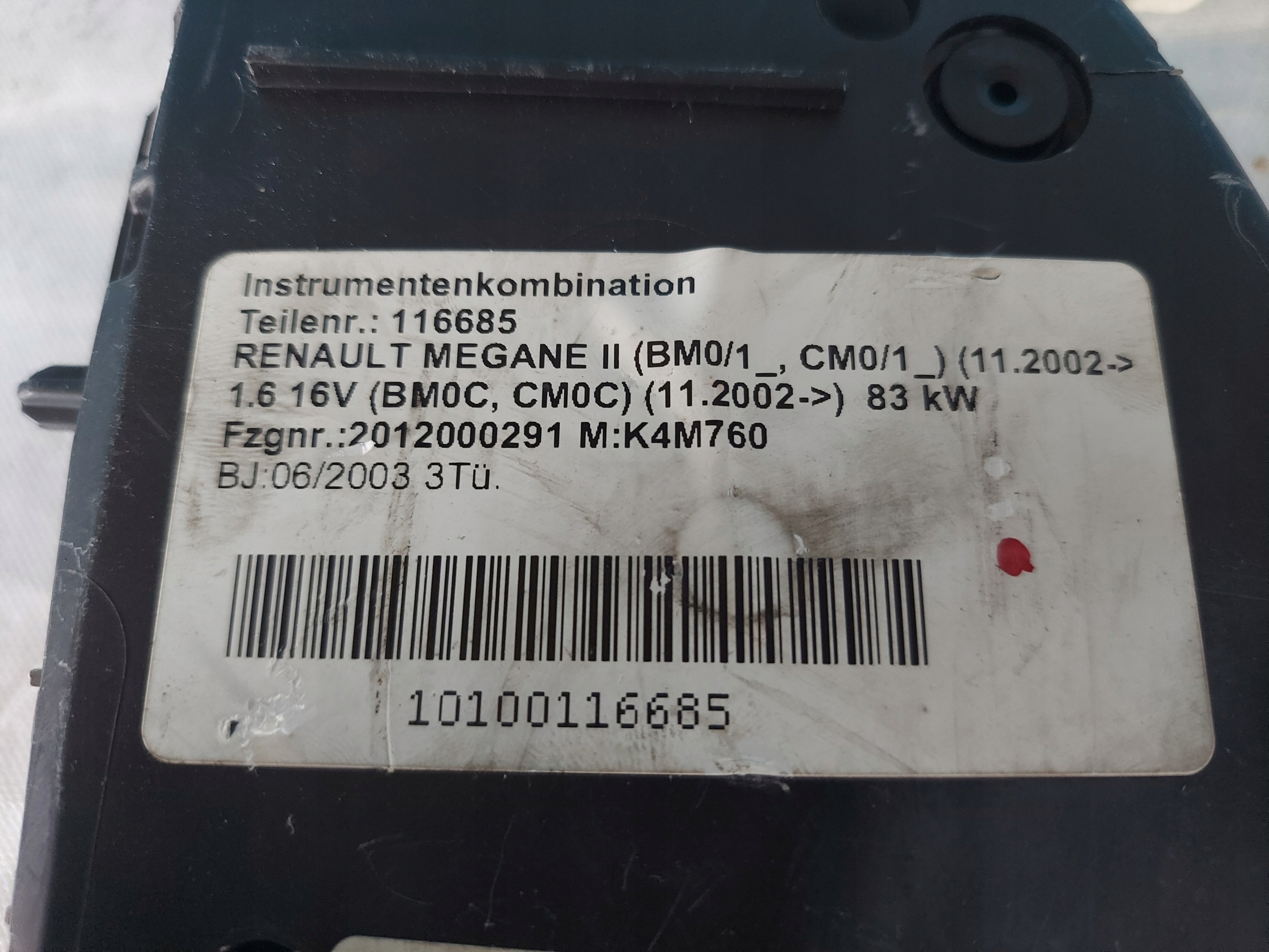 dials clock MEGANE II 1.6 16V 8200306538