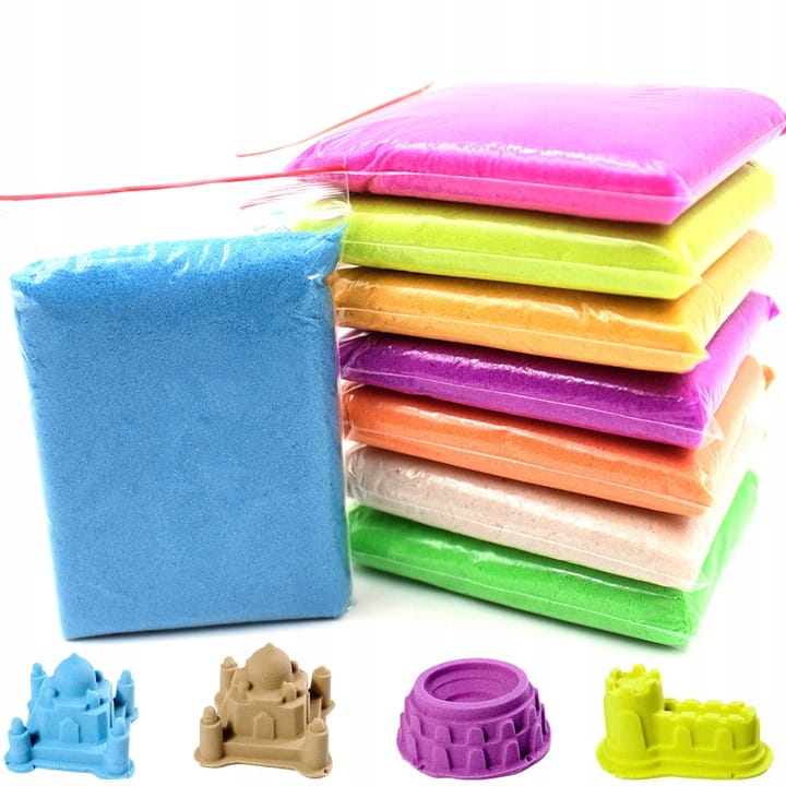 PIASEK KINETYCZNY MAGICZNY 1KG PIASKOLINA KOLORY PLASTYCZNY ZAPAS