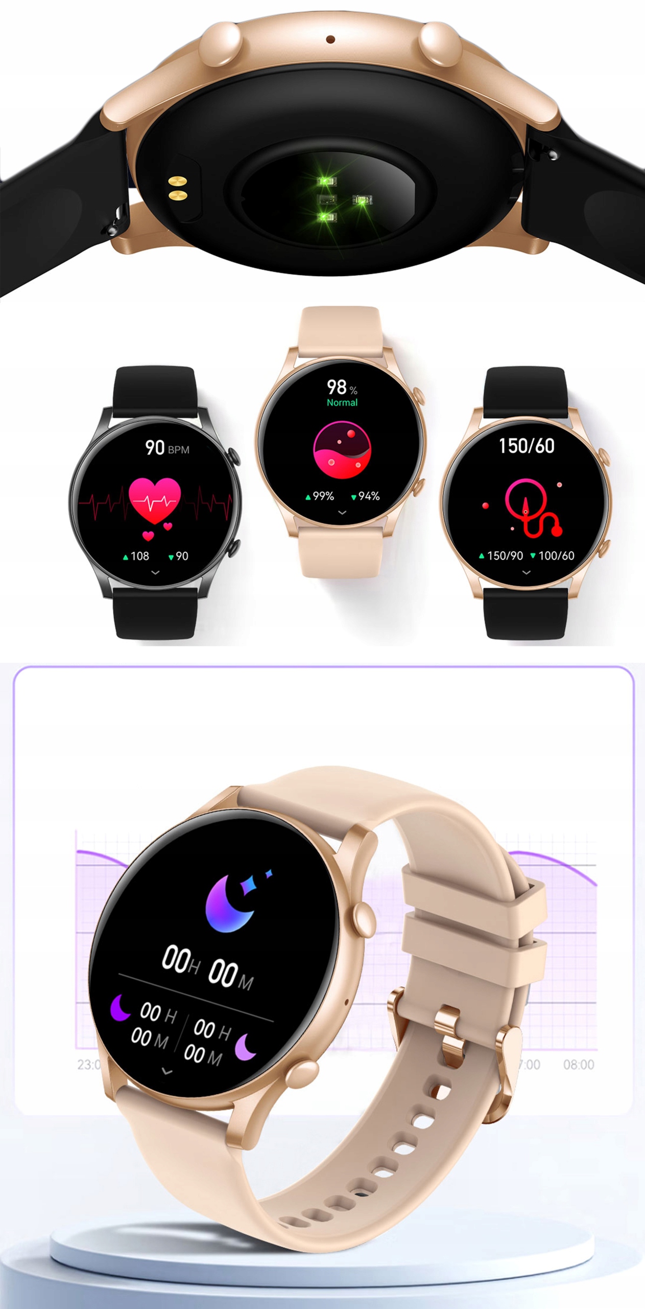 SMARTBAND SMARTWATCH ZEGAREK SPORTOWY FIT AMOLED OPASKA SPORTOWA PULS SPORT Materiał paska guma