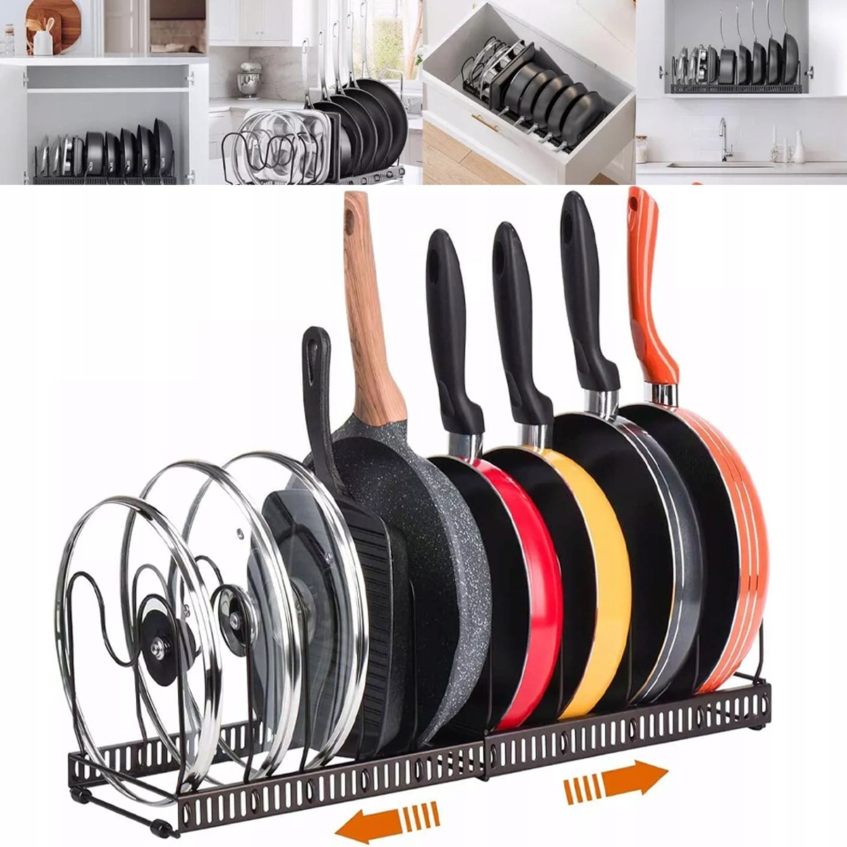 Levně Nastavitelný Stojan Organizér Na Víka S 10 Přihrádkami, Kovový