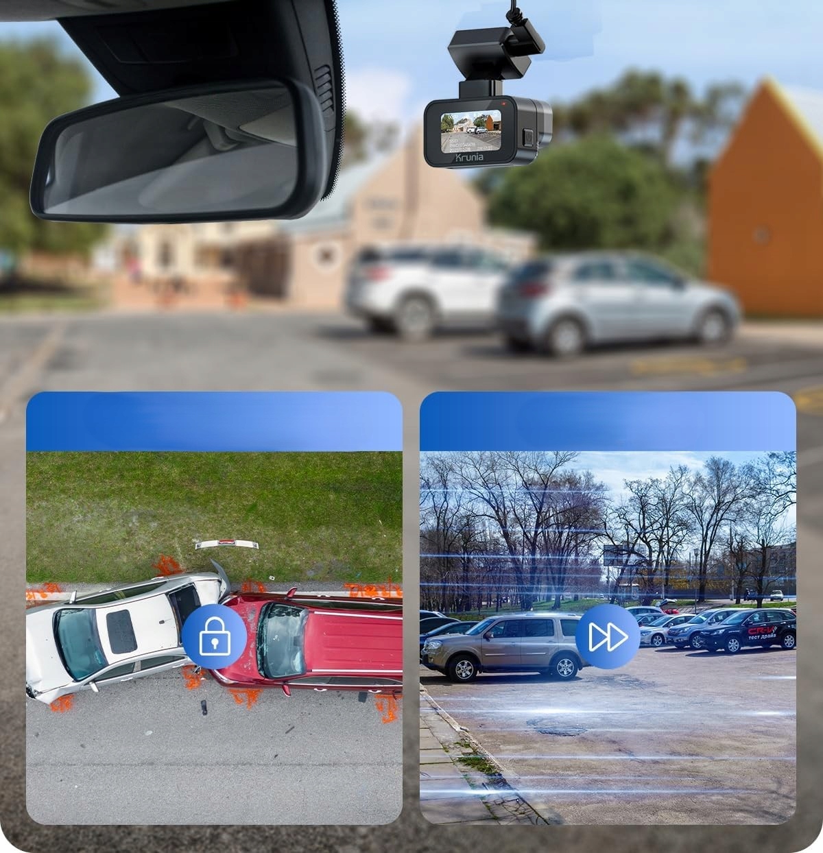 KRUNIA 2K WiFi Kamera Samochodowa GPS WDR Nocny Tryb 170° Kąt Widzenia — miniatura 11